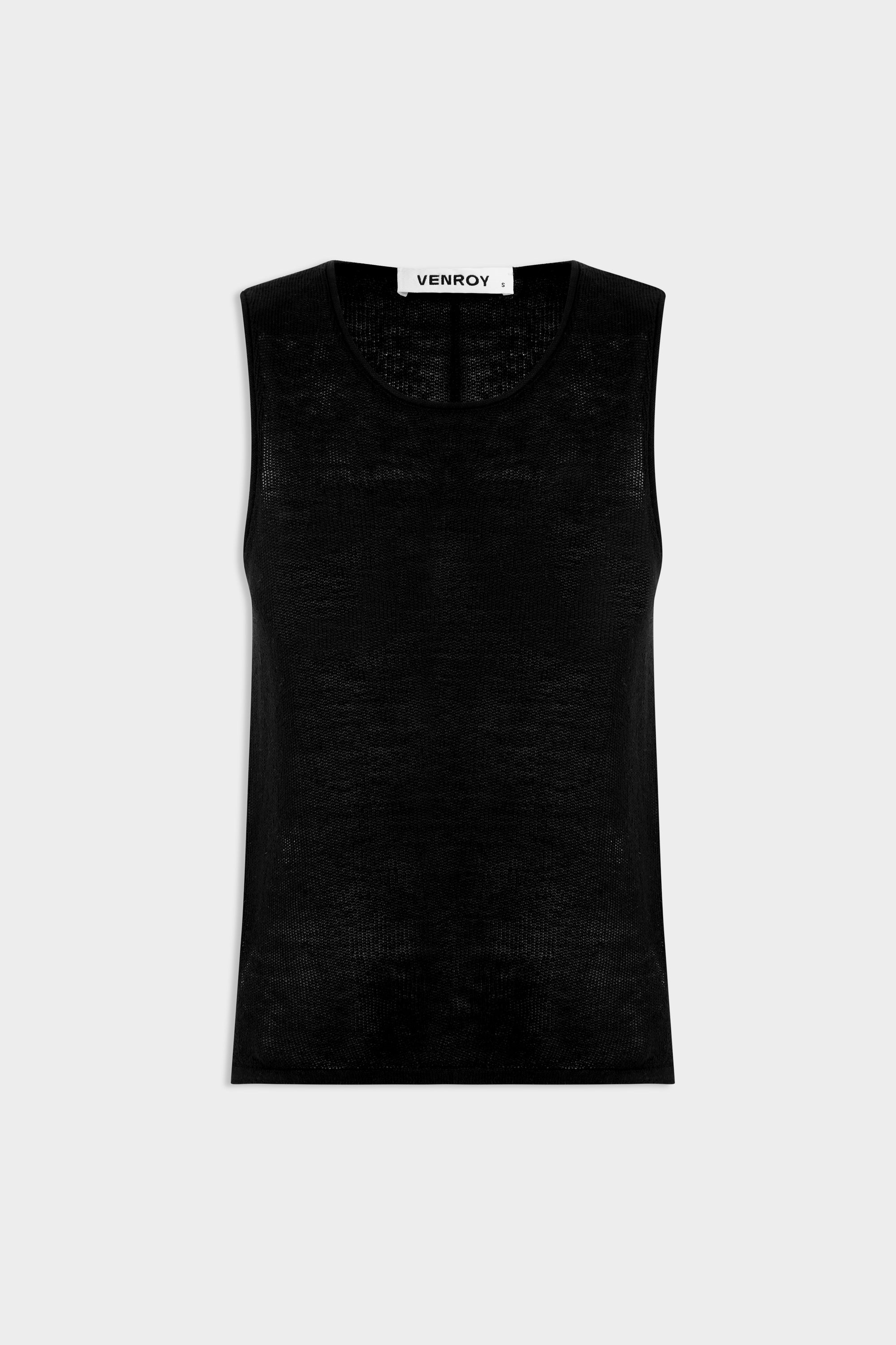 Linen Knitted Tank - Black