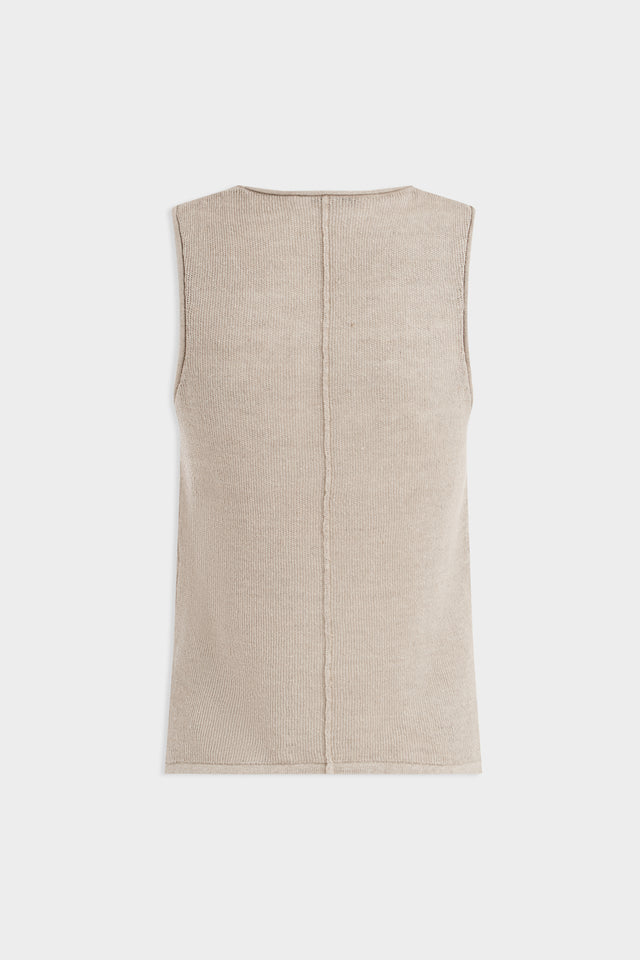 Linen Knitted Tank - Taupe