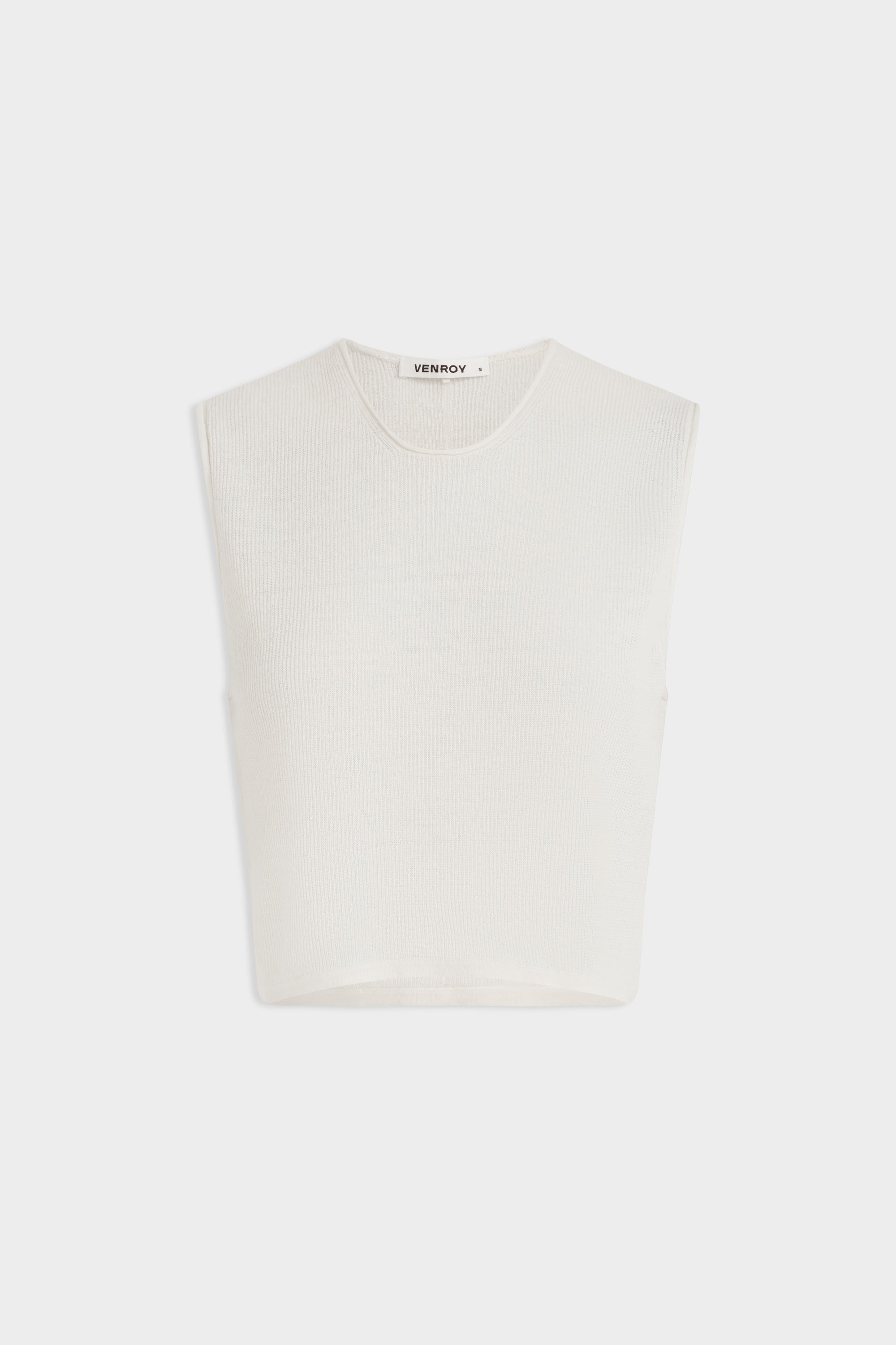 Rib Knitted Cropped Tank - Off White