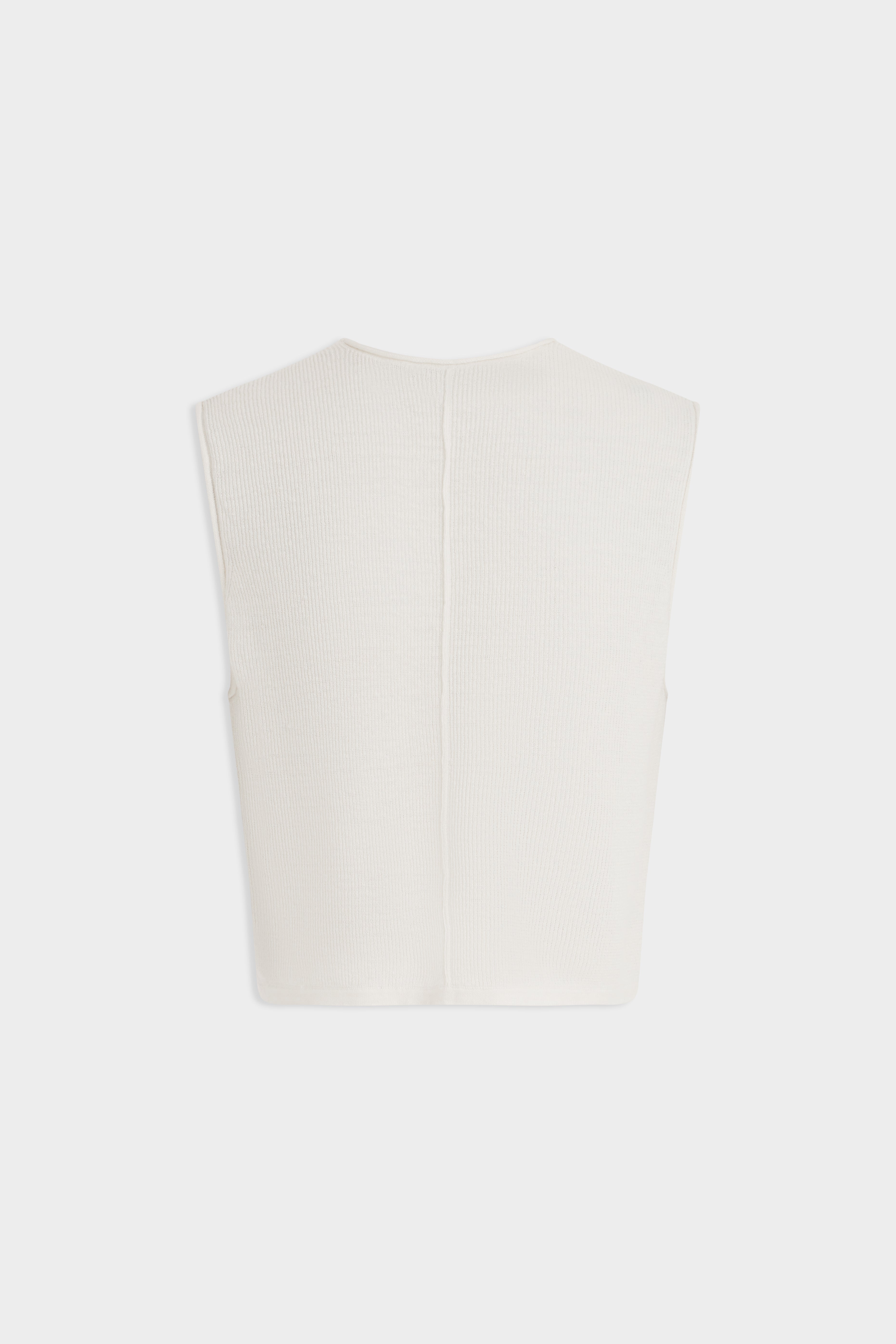 Rib Knitted Cropped Tank - Off White