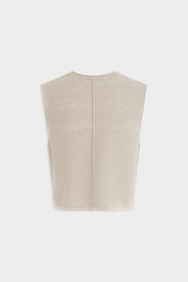 Rib Knitted Cropped Tank - Taupe