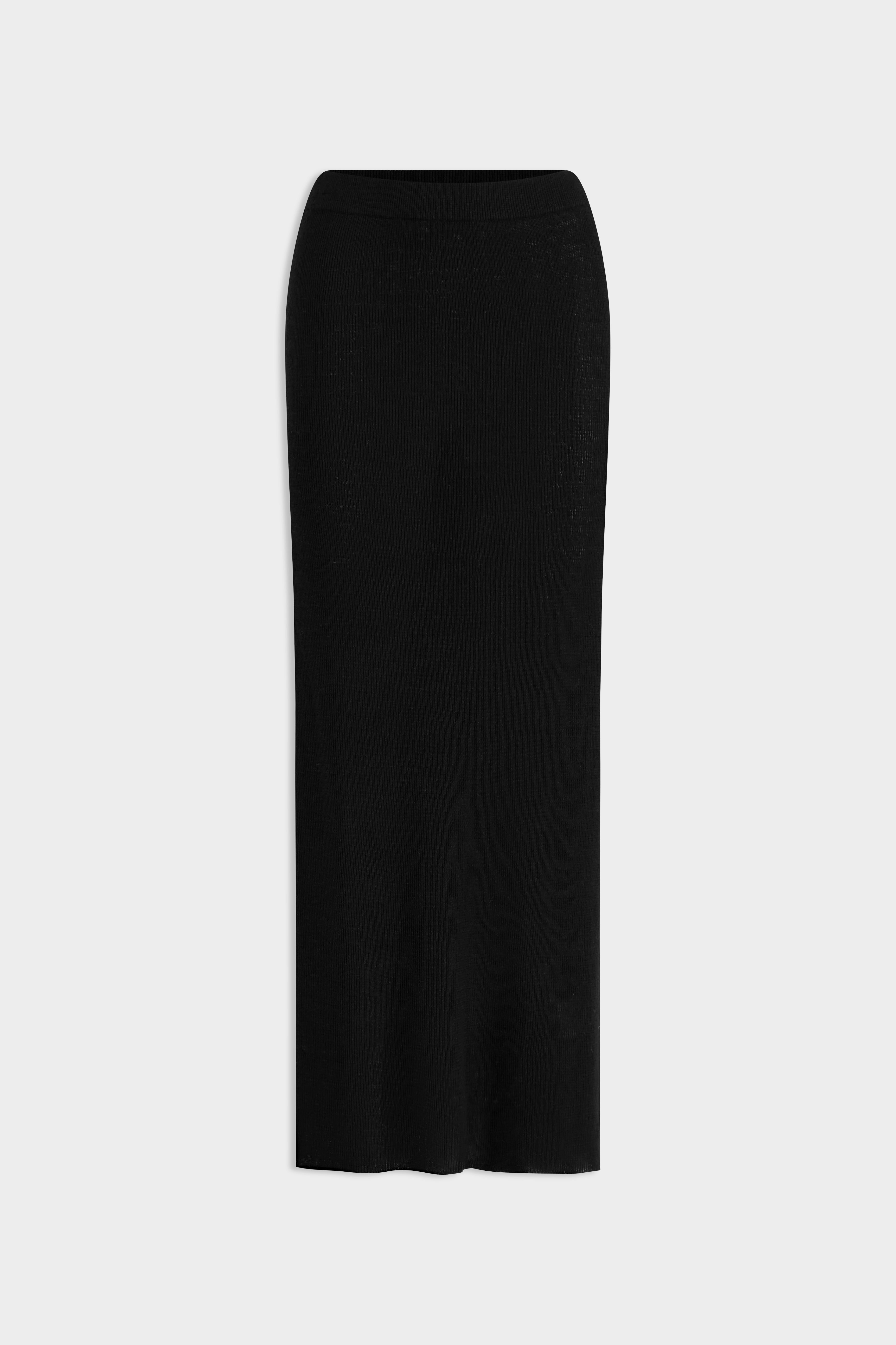 Rib Knitted Skirt - Black