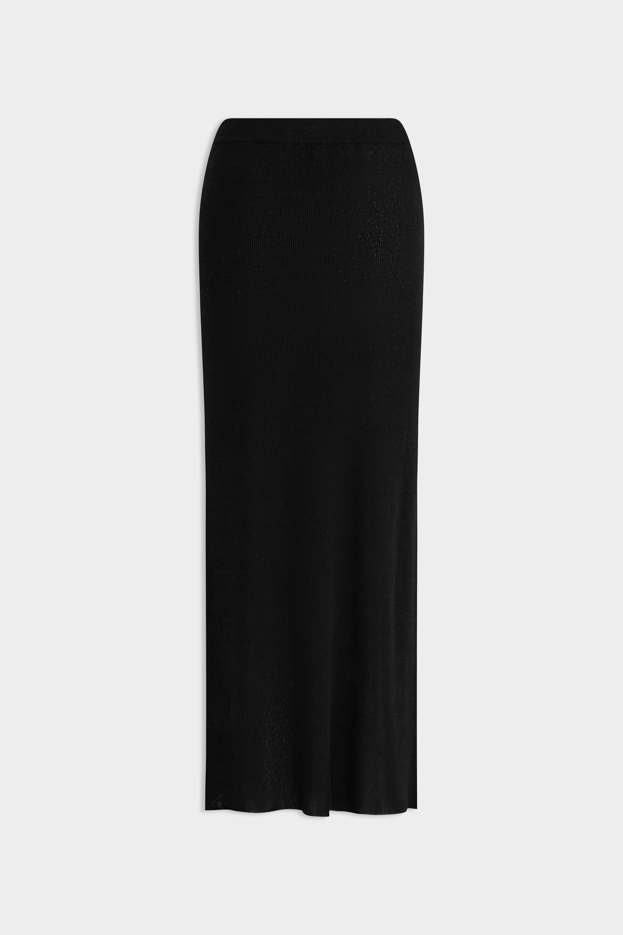 Rib Knitted Skirt - Black