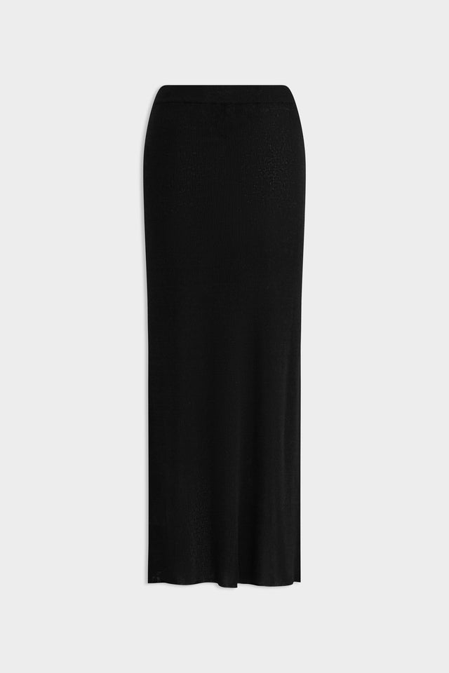 Rib Knitted Skirt - Black