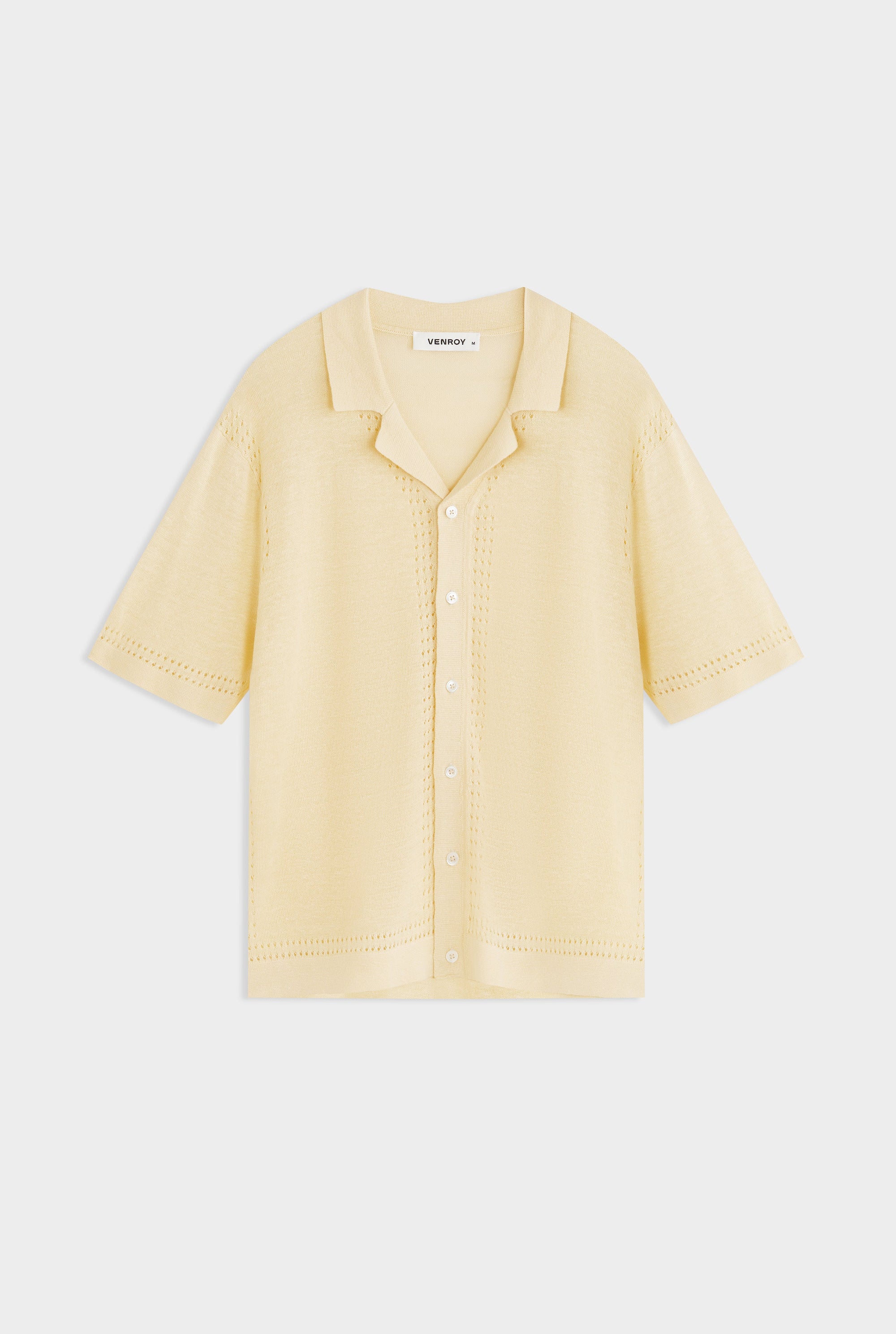 Knitted Contrast Short Sleeve Shirt - Golden Haze