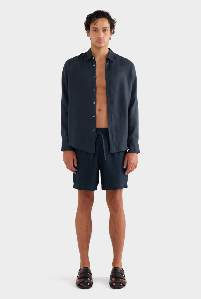 Linen Shirt - Navy