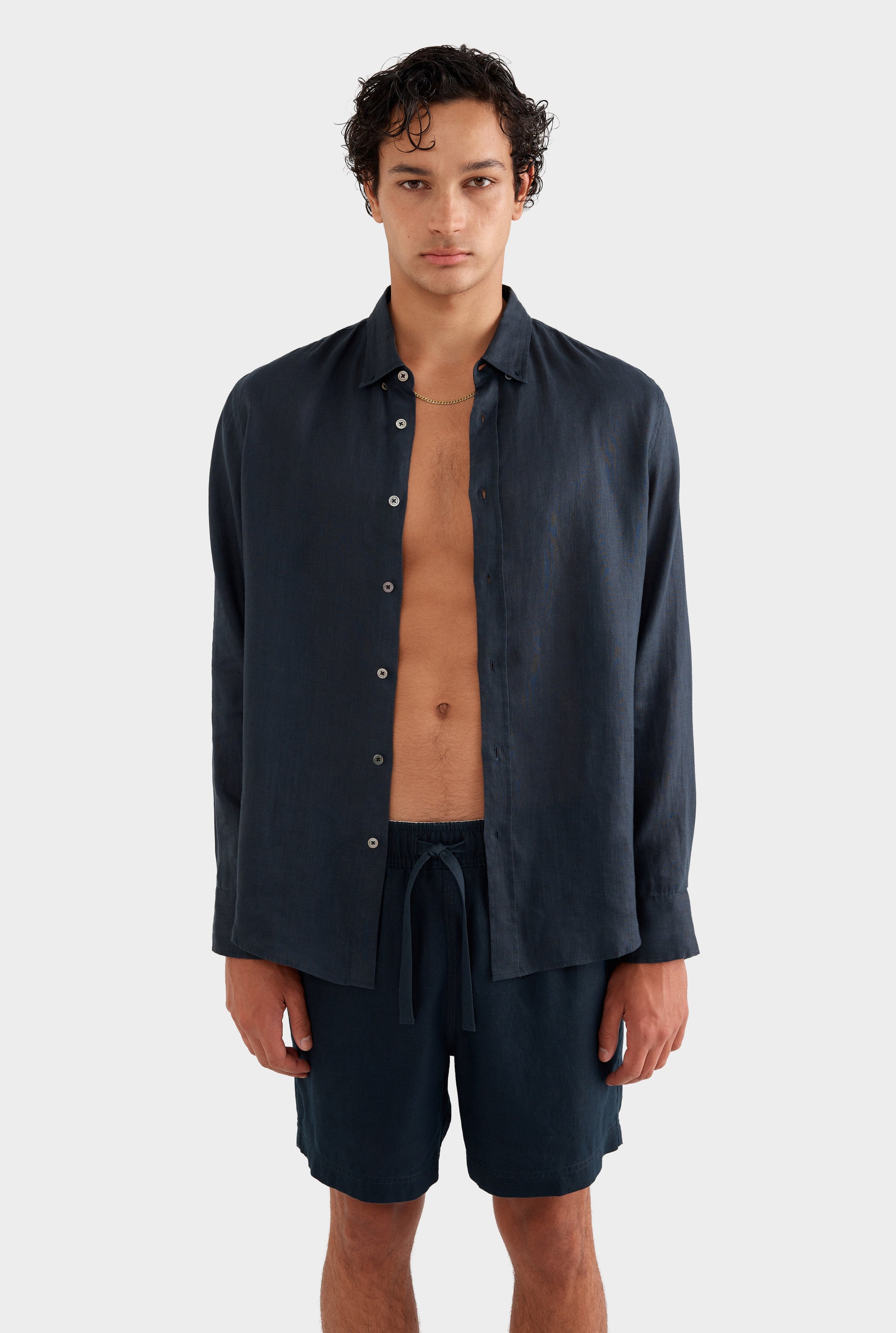 Linen Shirt - Navy