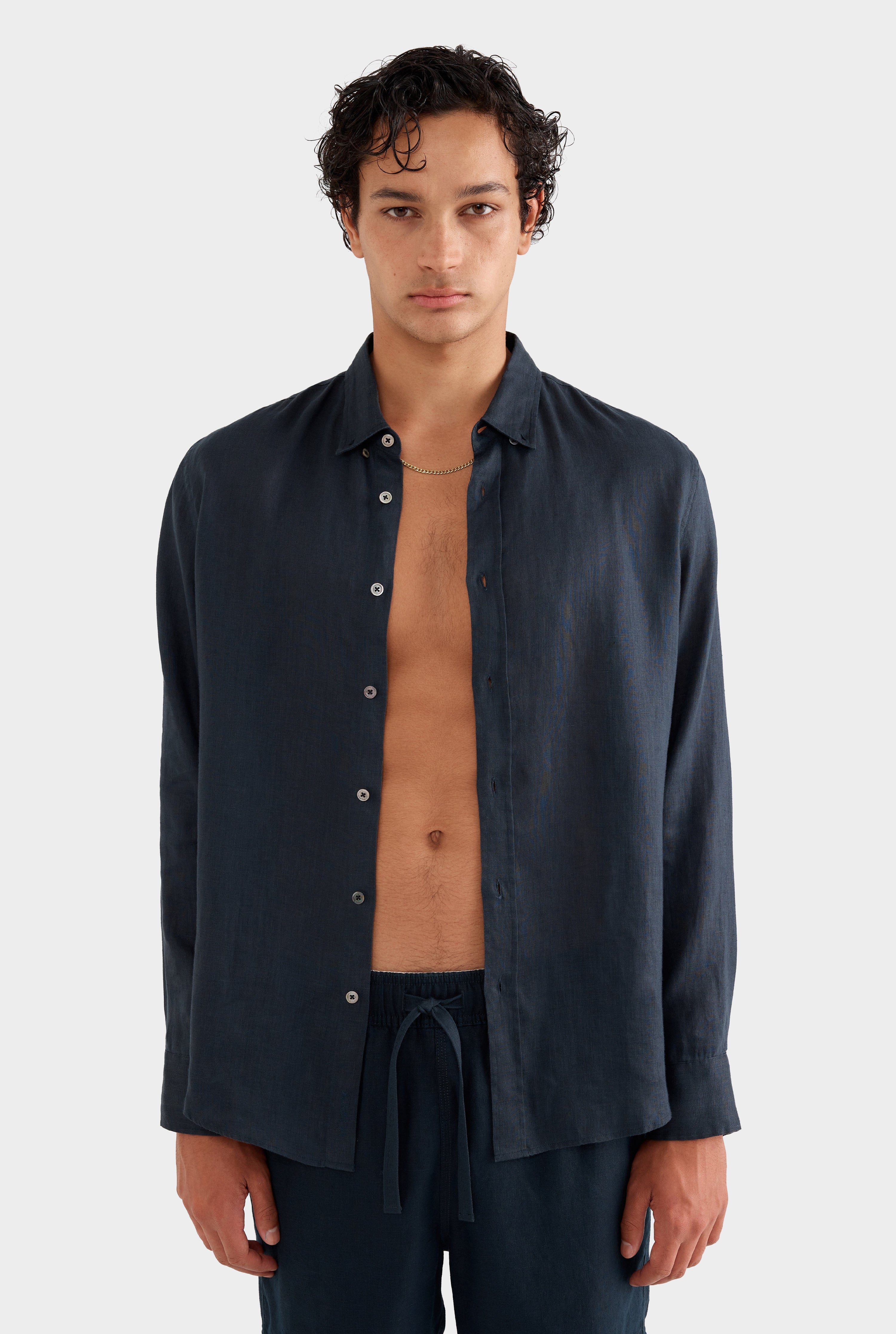 Linen Shirt - Navy