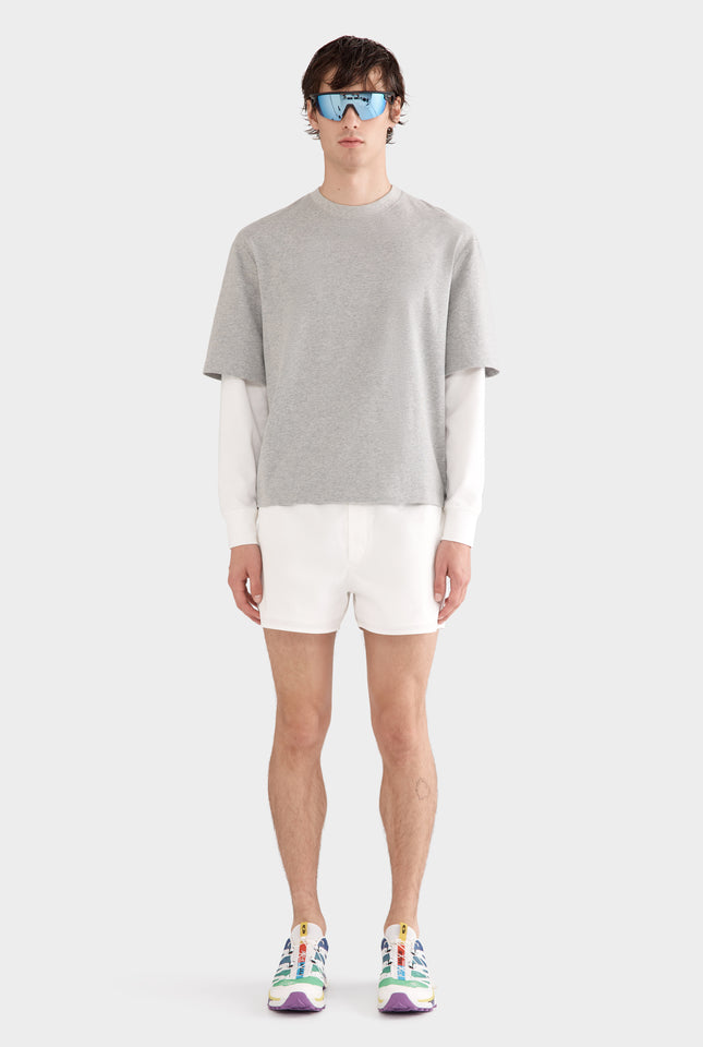 Layered Long Sleeve T-Shirt - Grey Marl/Off White