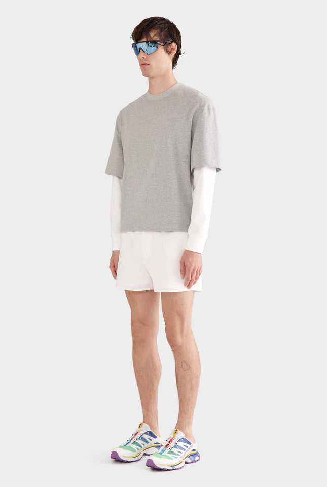 Layered Long Sleeve T-Shirt - Grey Marl/Off White