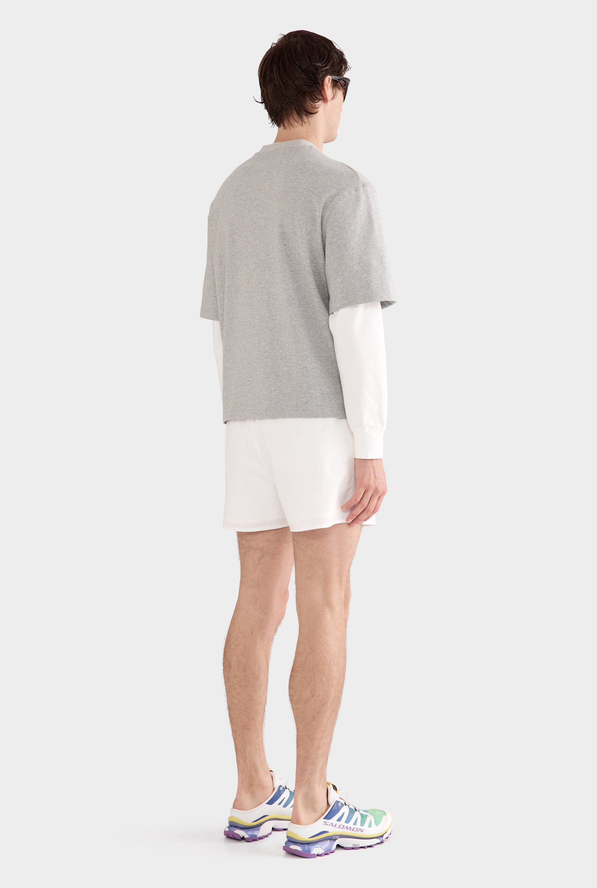 Layered Long Sleeve T-Shirt - Grey Marl/Off White