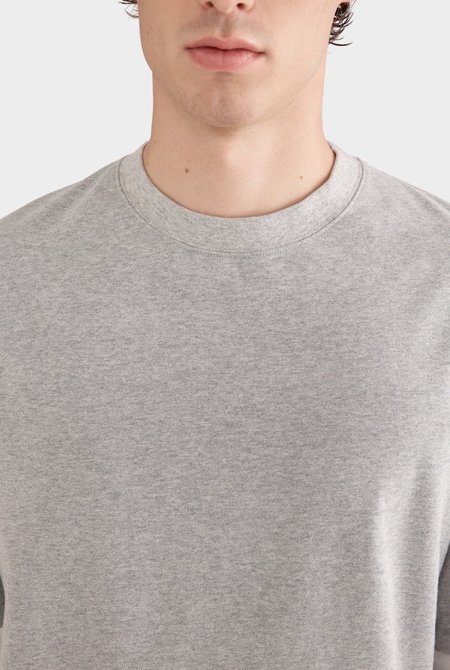 Layered Long Sleeve T-Shirt - Grey Marl/Off White