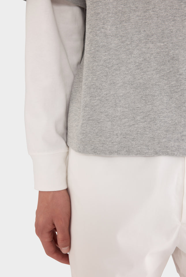 Layered Long Sleeve T-Shirt - Grey Marl/Off White