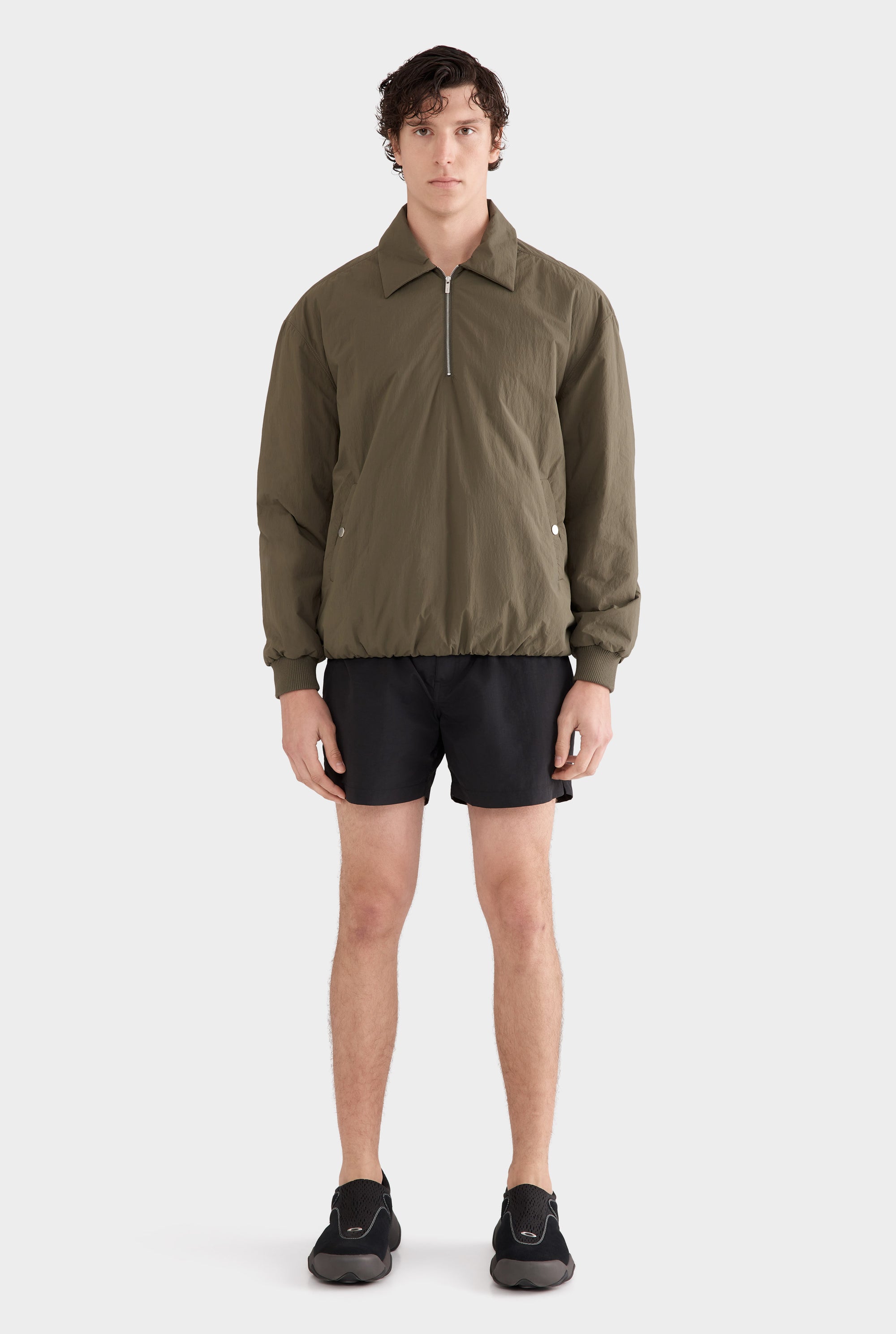 Nylon Wadded Pop Over - Olive