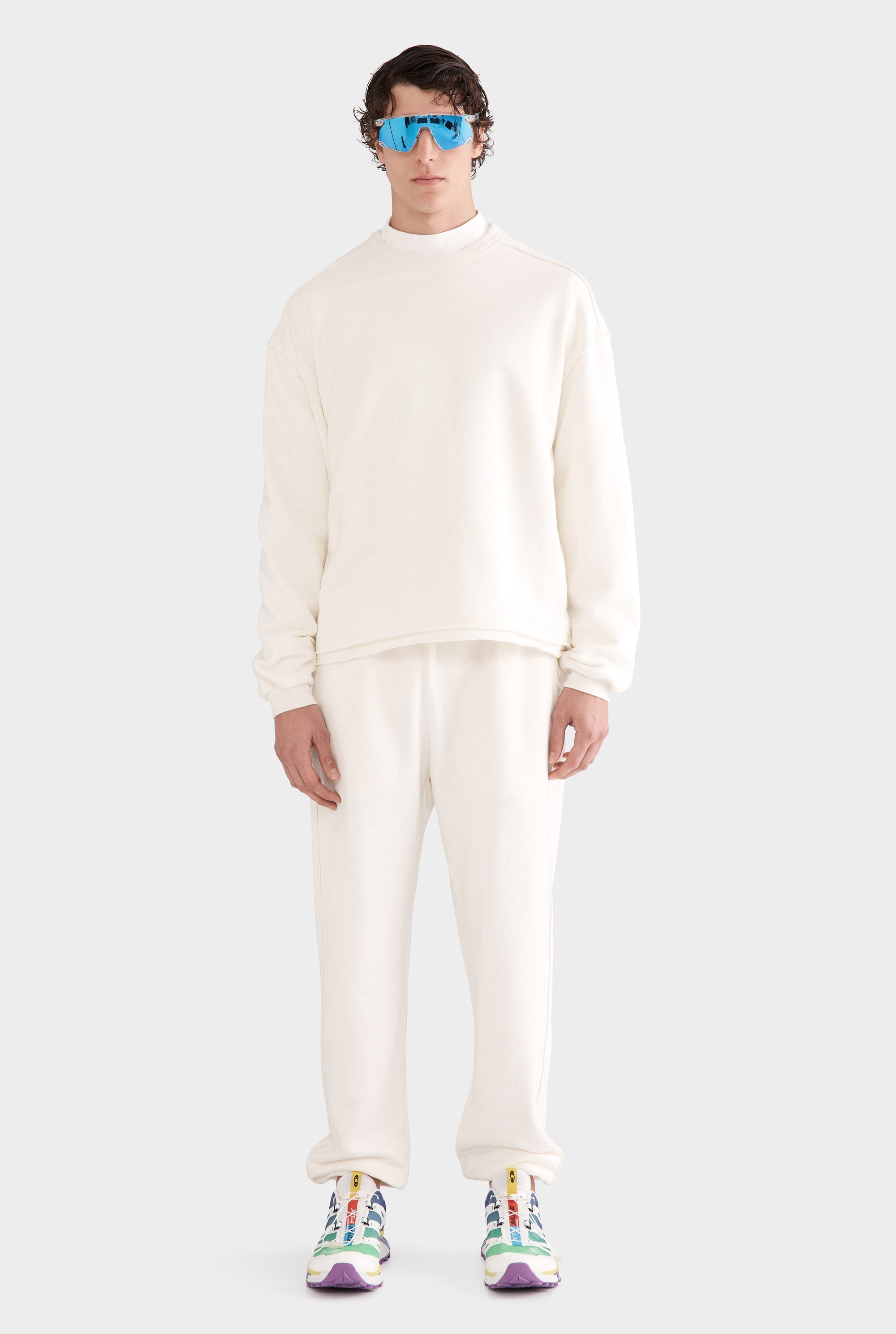 Organic Cotton Raw Edge Crewneck Sweater - Cream