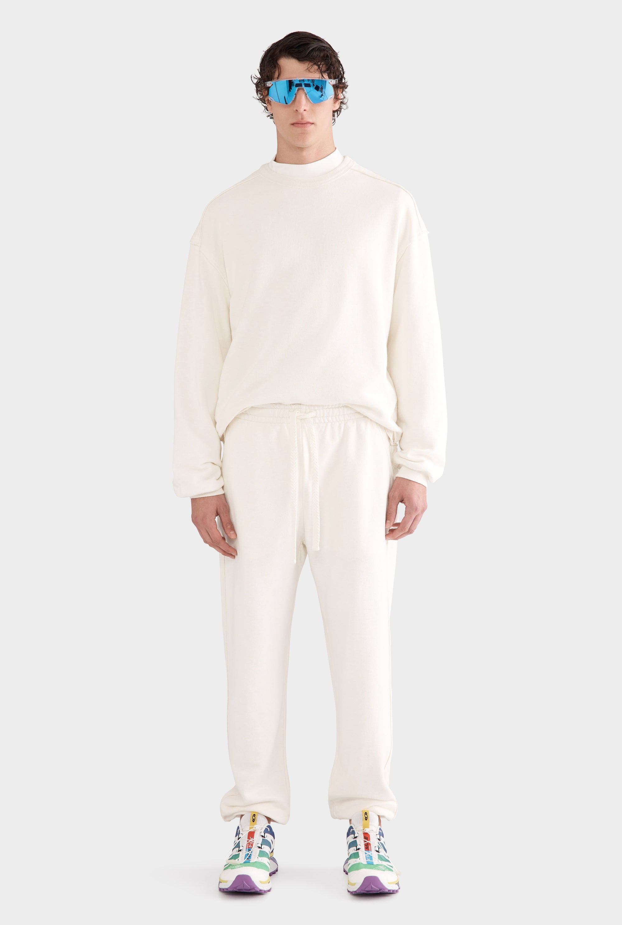 Organic Cotton Raw Edge Crewneck Sweater - Cream