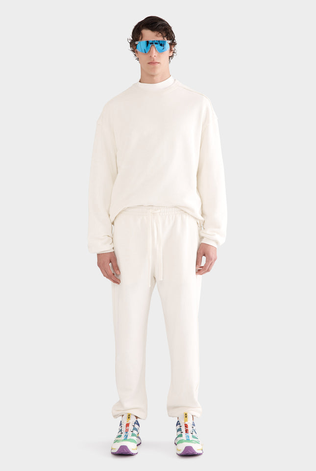 Organic Cotton Raw Edge Crewneck Sweater - Cream