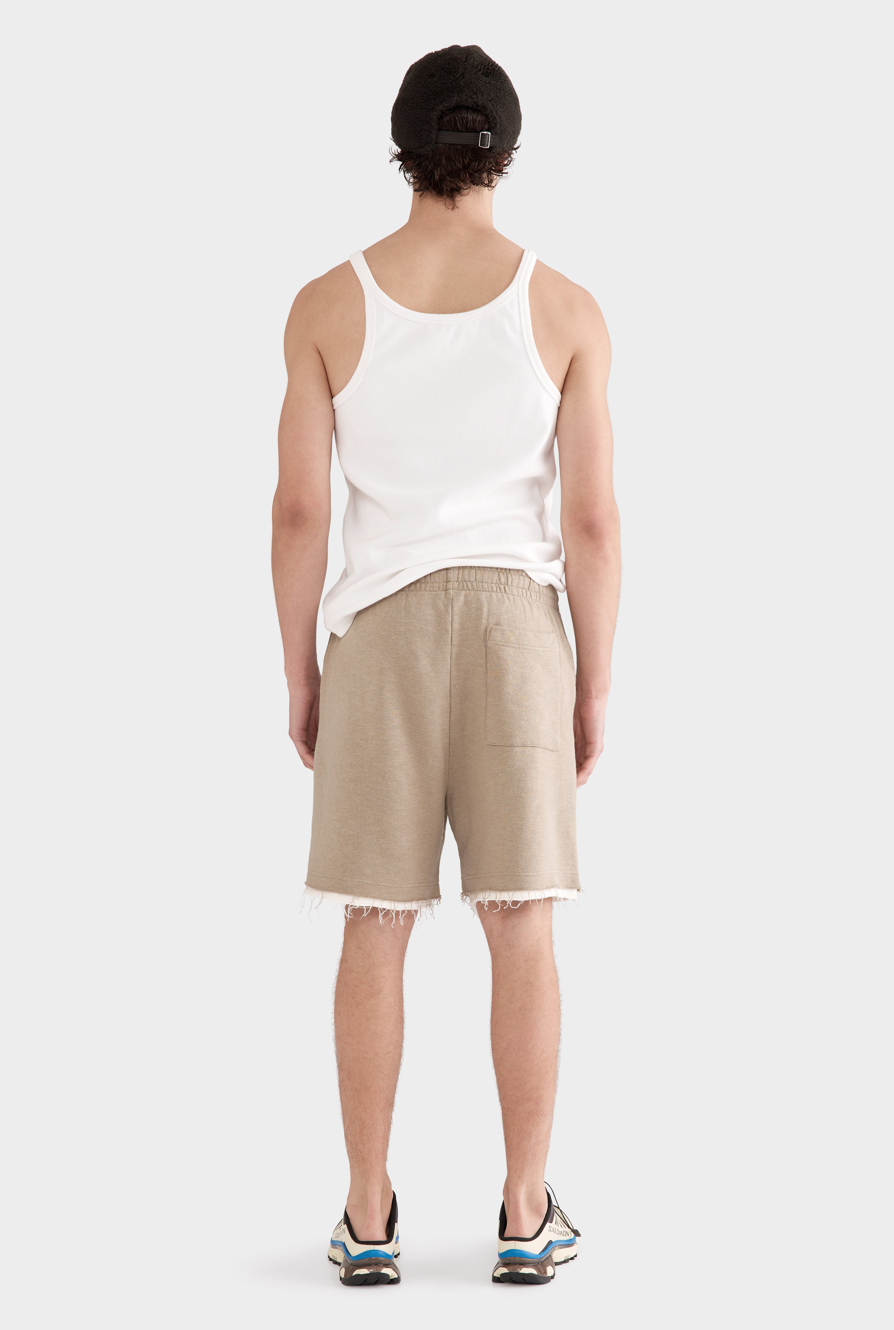 Organic Cotton Raw Edge Track Short - Walnut/Cream