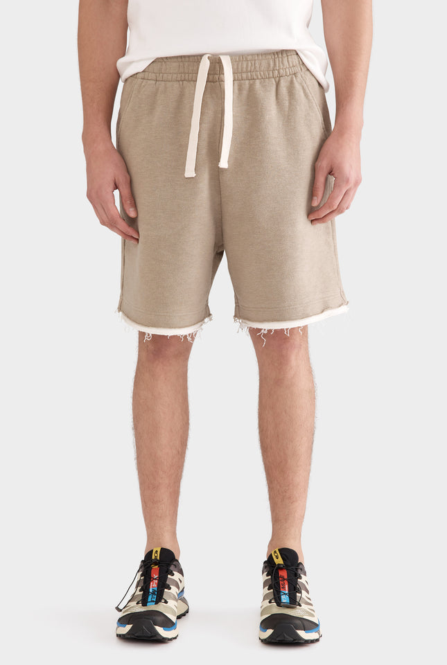 Organic Cotton Raw Edge Track Short - Walnut/Cream