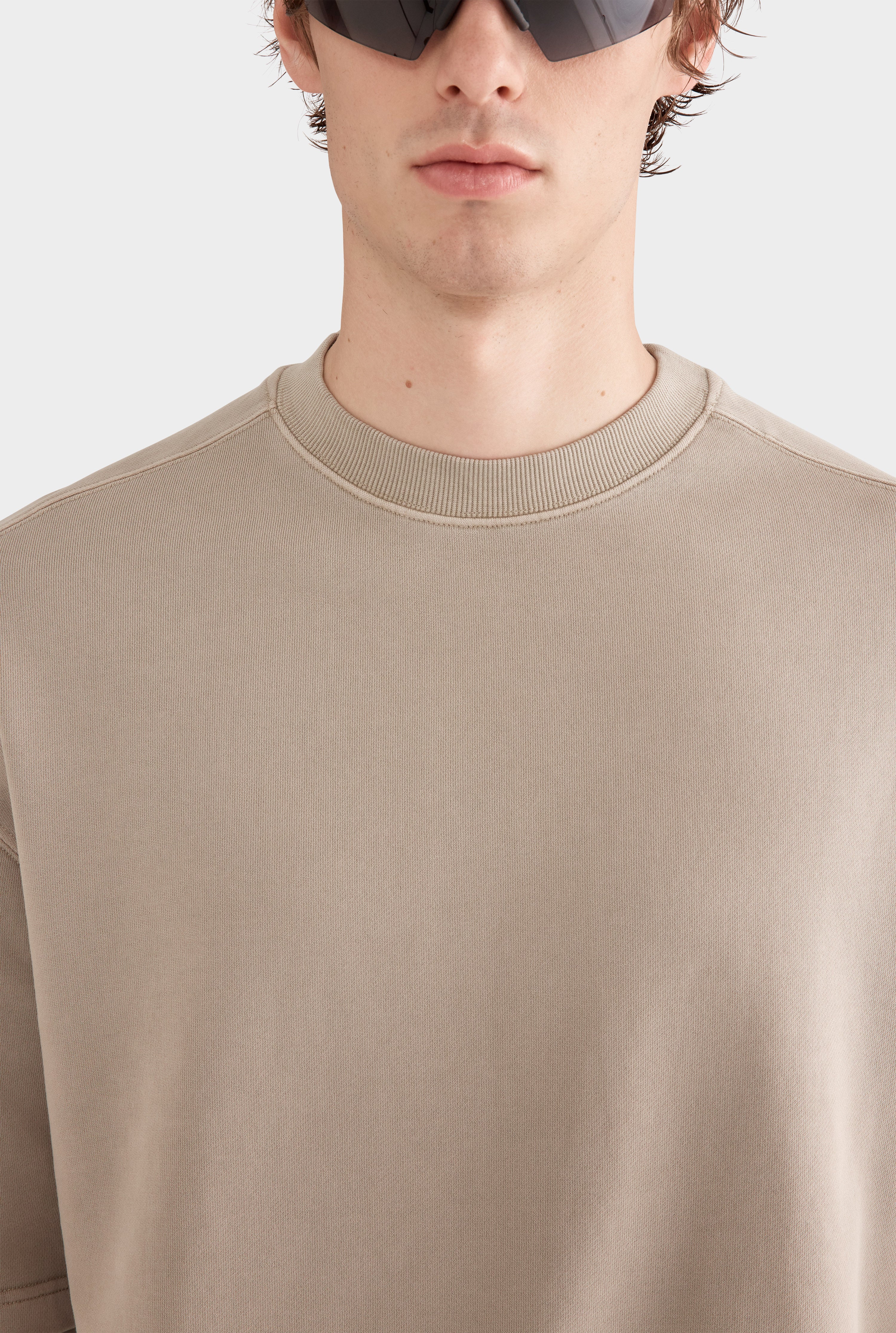 Pigment Dyed Double Sleeve Track Sweater - Walnut