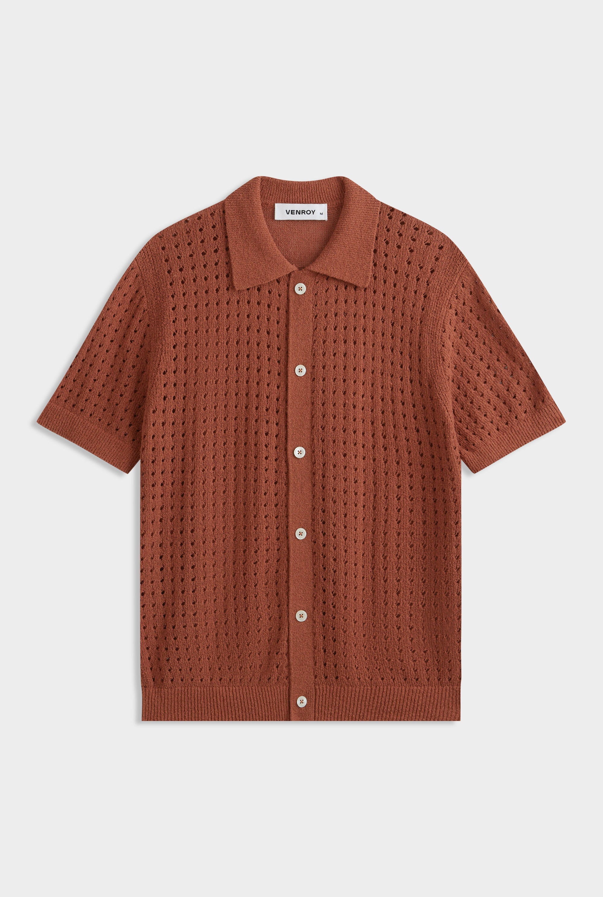 Boucle Border Knit Shirt - Brick Red