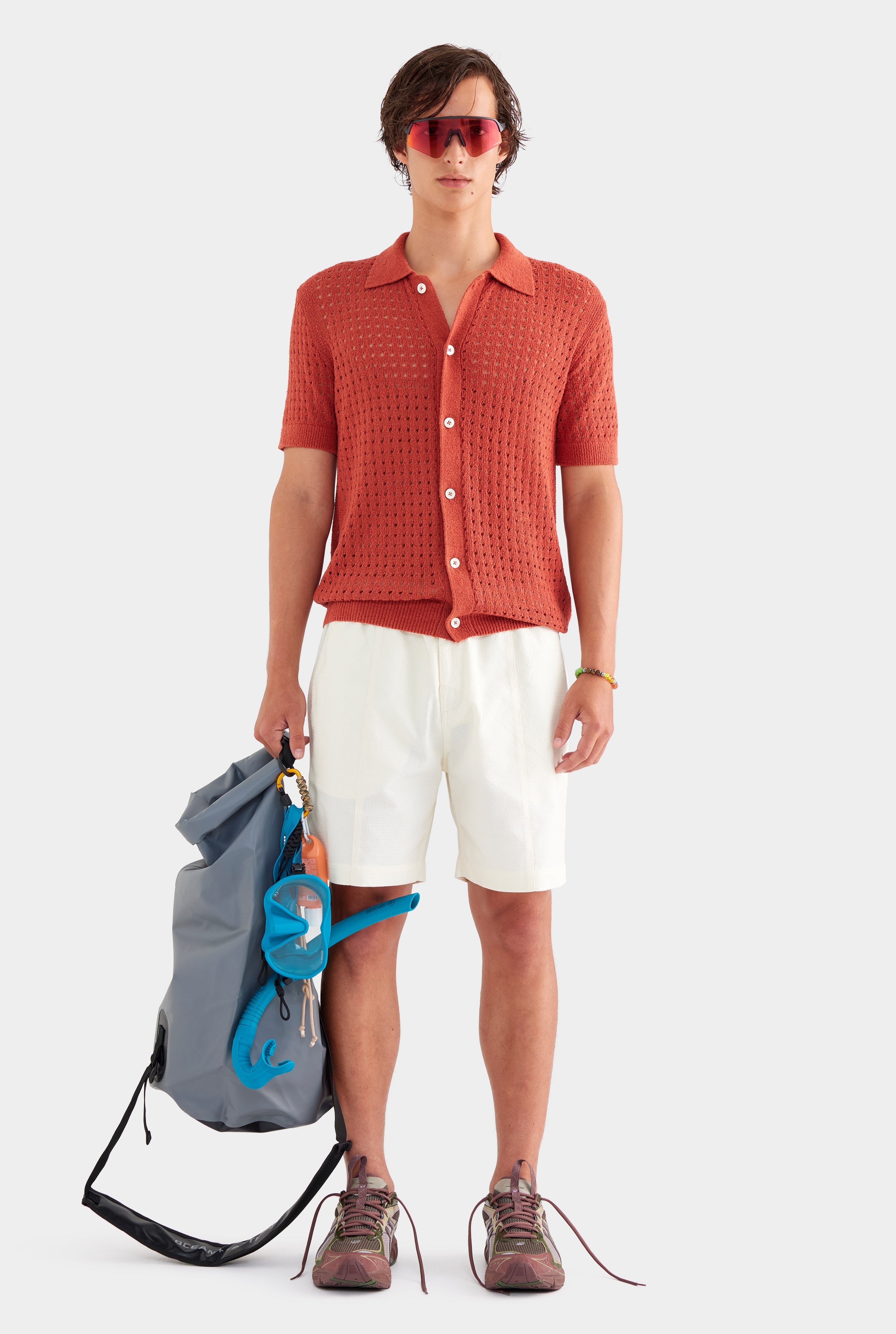 Textured Seam Detail Short - Cream