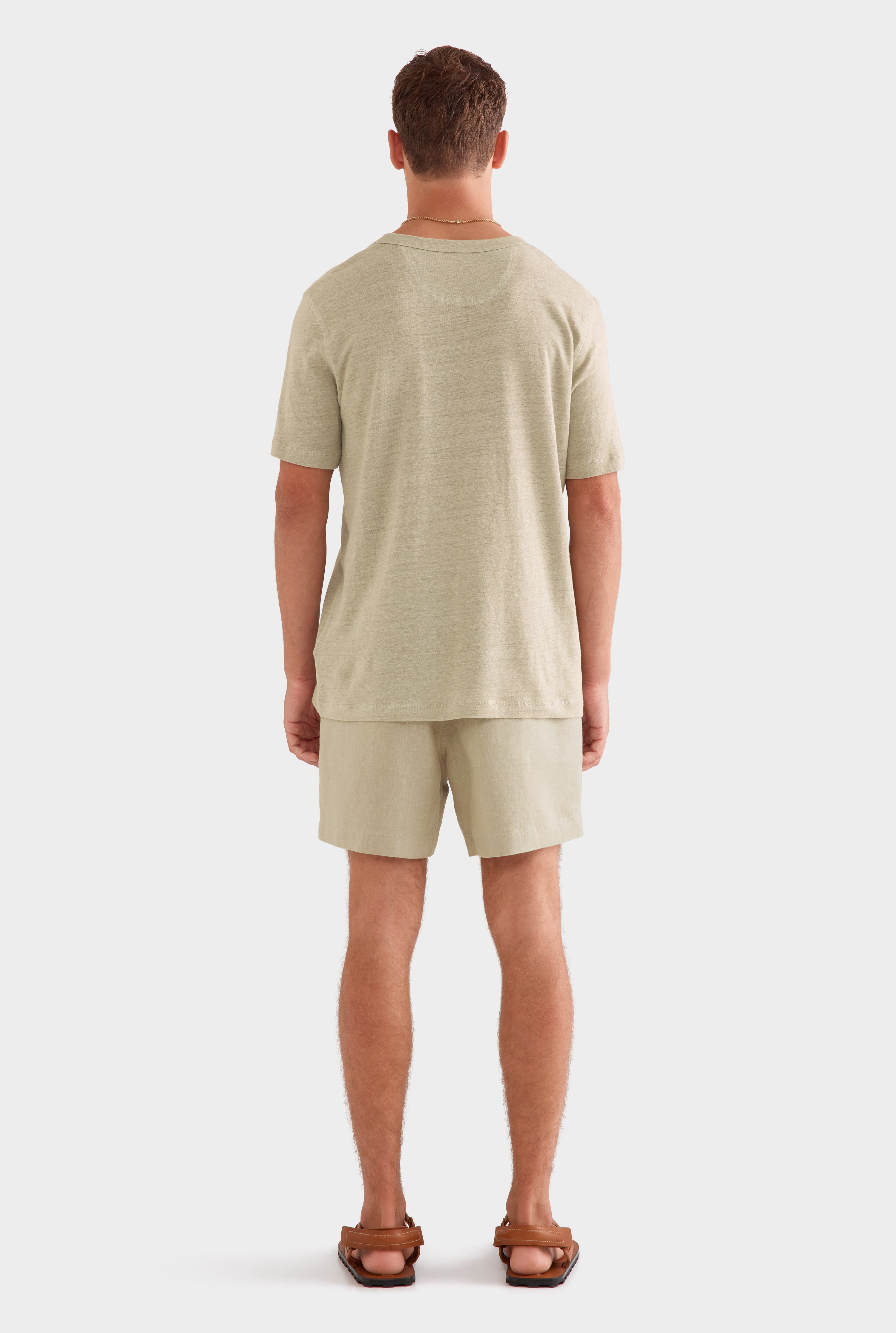 Coverstitch Linen T-Shirt - Sage