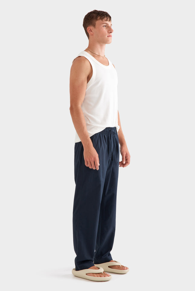 Relaxed Poplin Pant - Navy