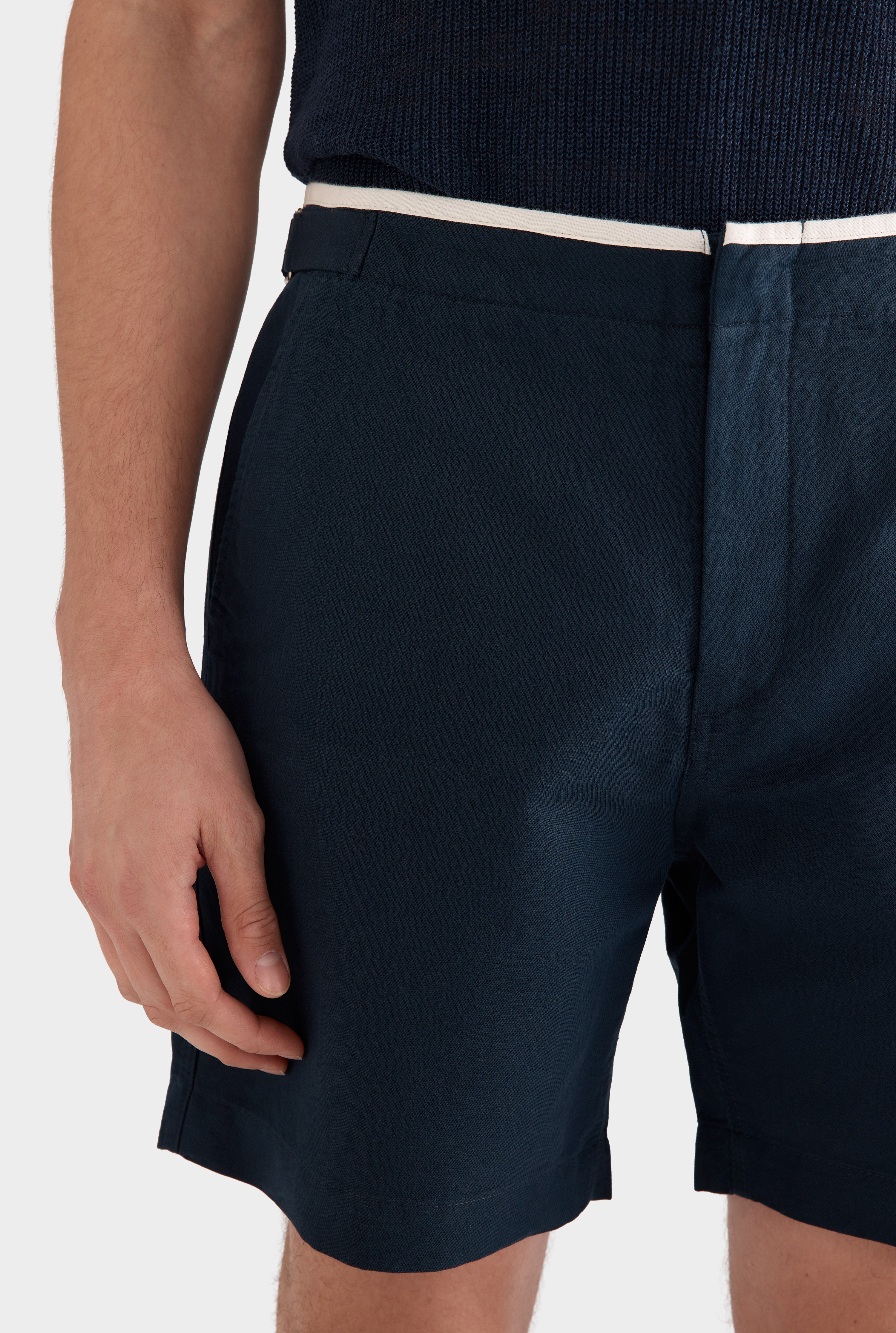 Cotton Twill Side Tab Short - Navy/Natural Tape