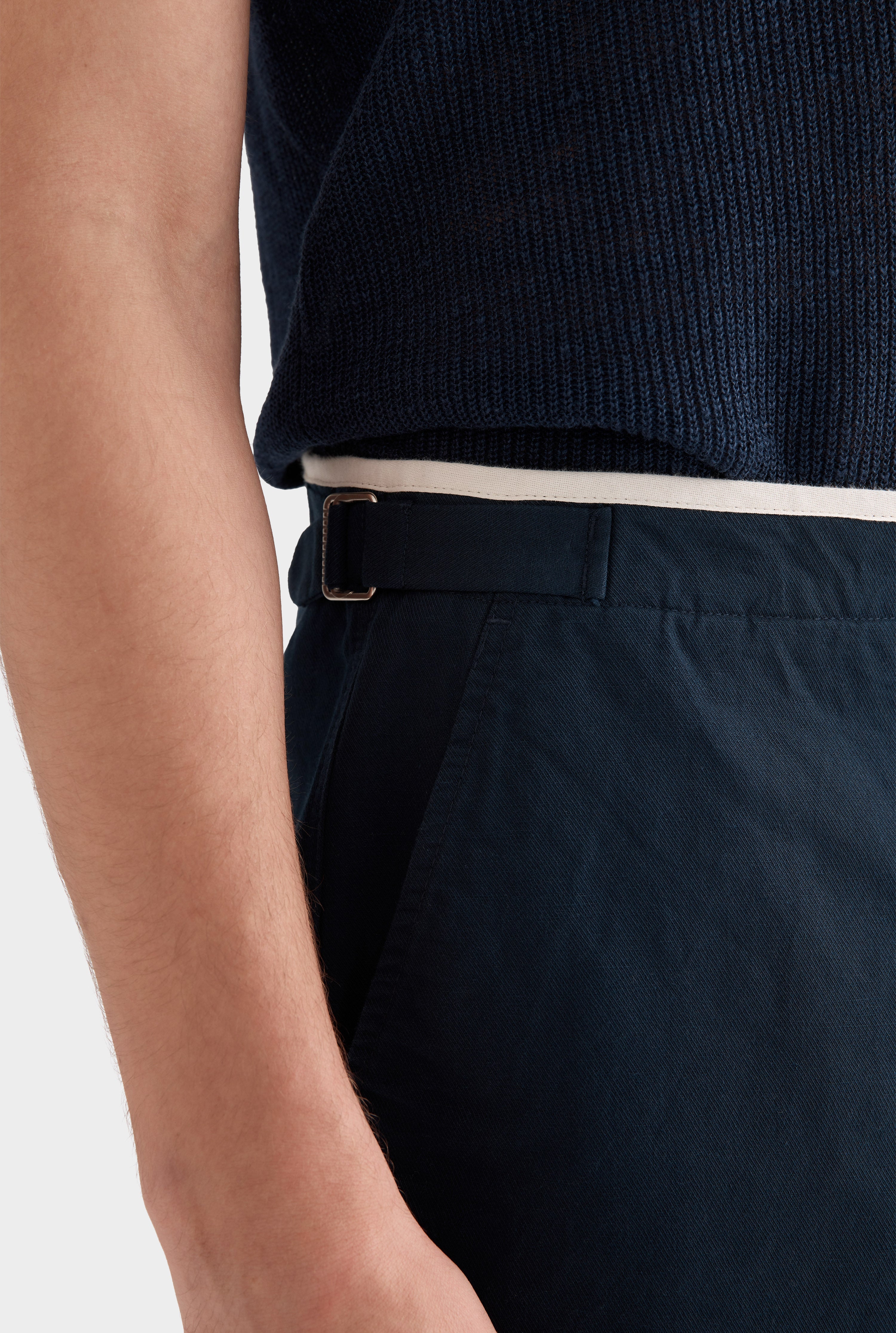 Cotton Twill Side Tab Short - Navy/Natural Tape