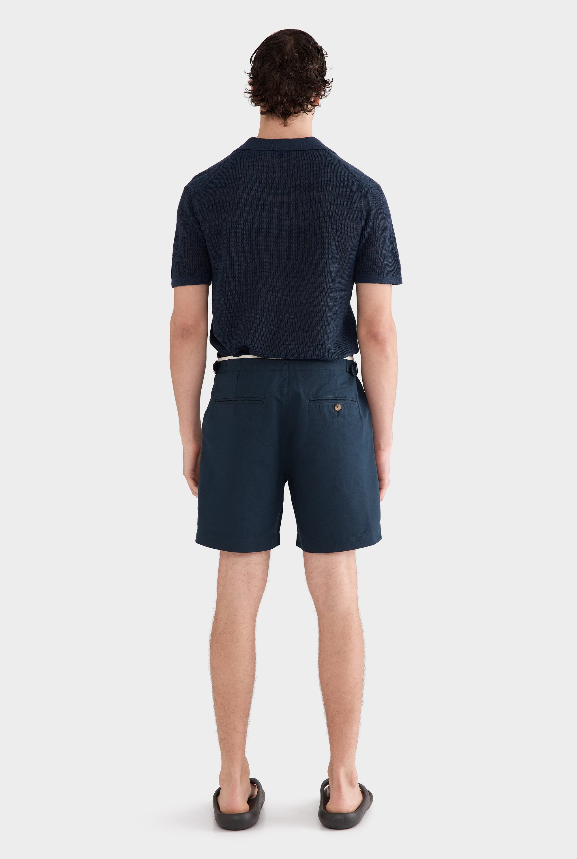 Cotton Twill Side Tab Short - Navy/Natural Tape