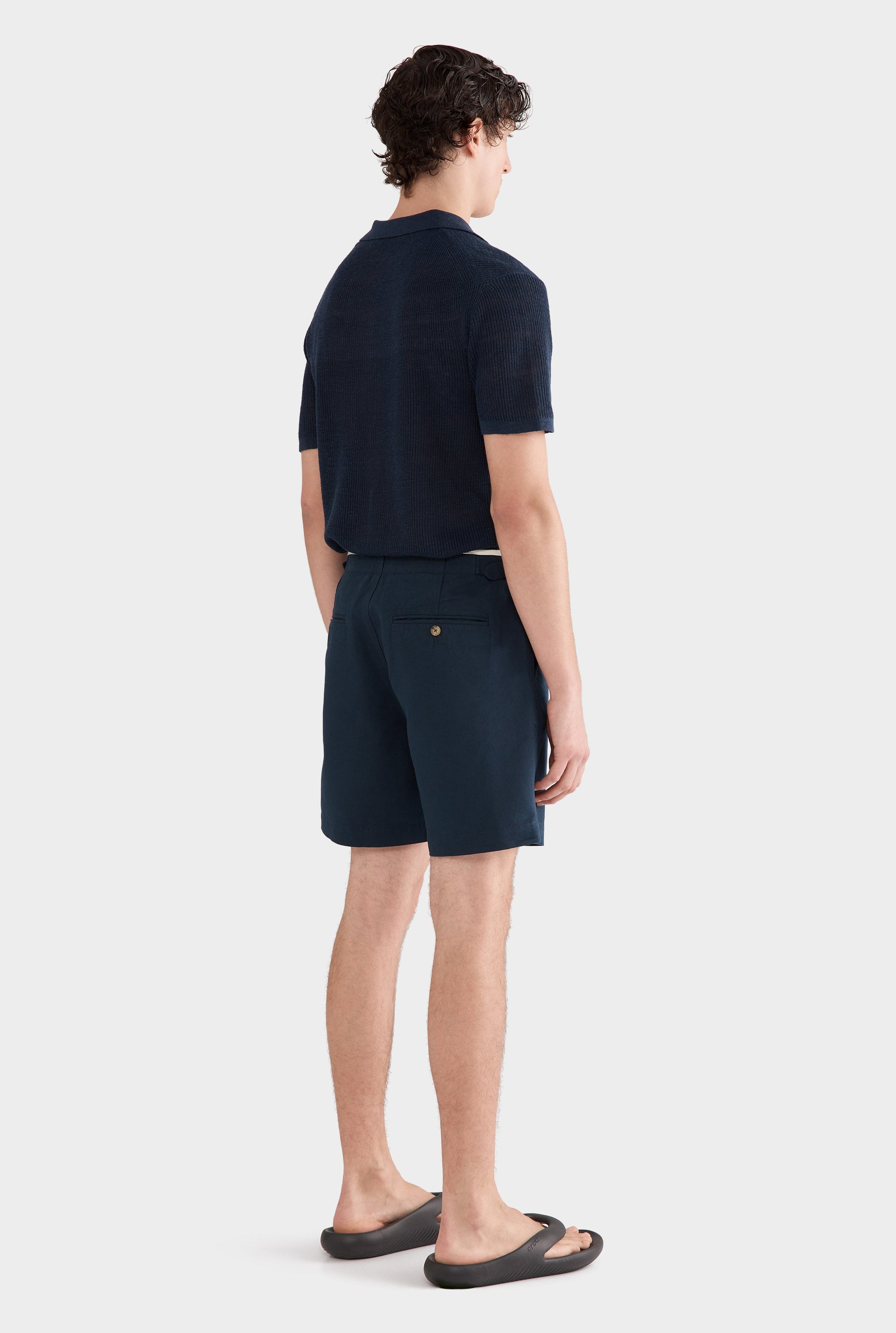 Cotton Twill Side Tab Short - Navy/Natural Tape