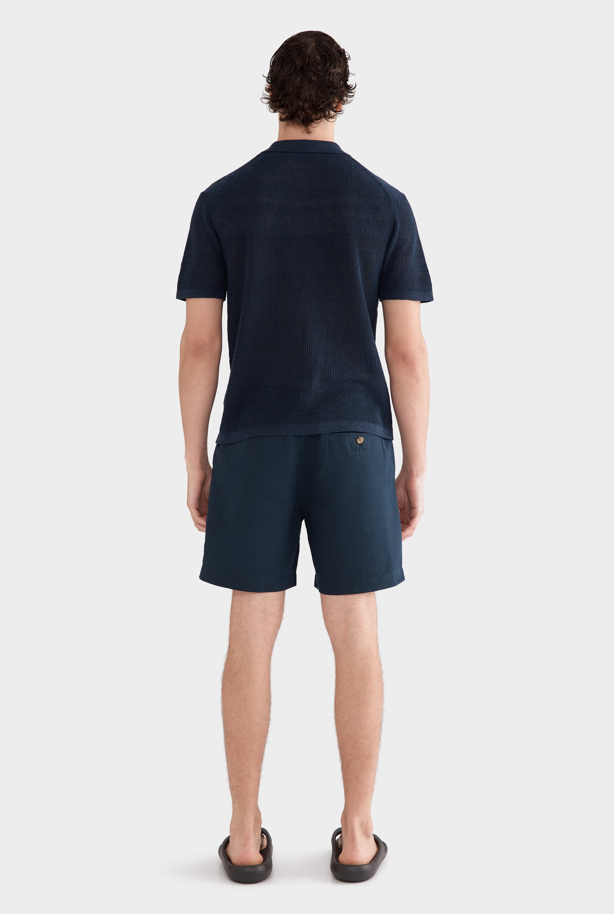 Rib Knit Open Neck Polo 2.0 - Navy