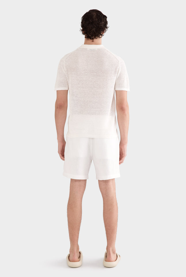 Rib Knit Open Neck Polo 2.0 - Off White