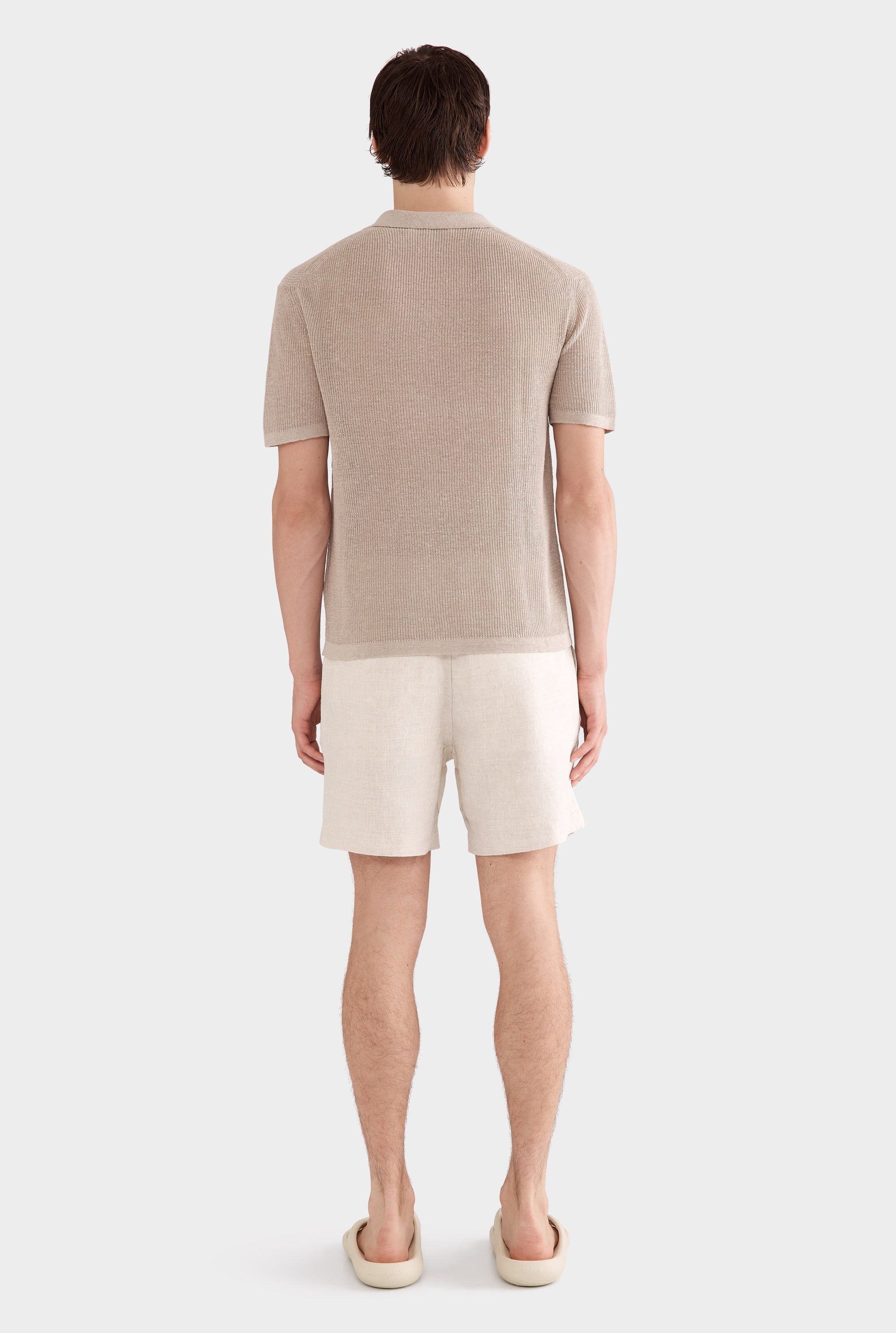 Rib Knit Open Neck Polo 2.0 - Taupe