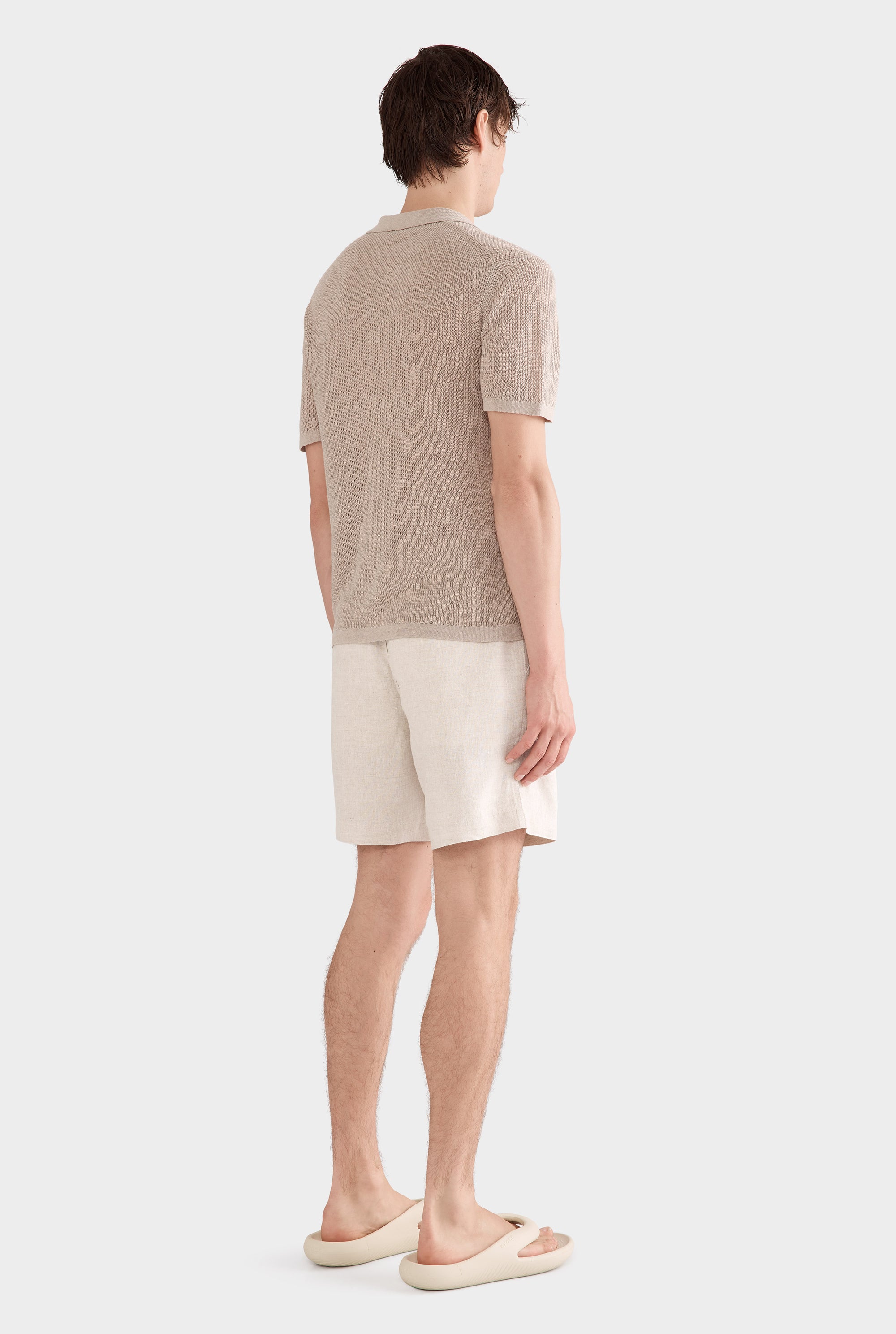 Rib Knit Open Neck Polo 2.0 - Taupe