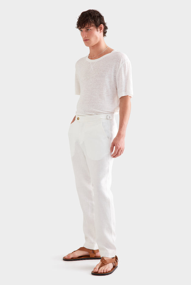 Side Tab Trouser - White