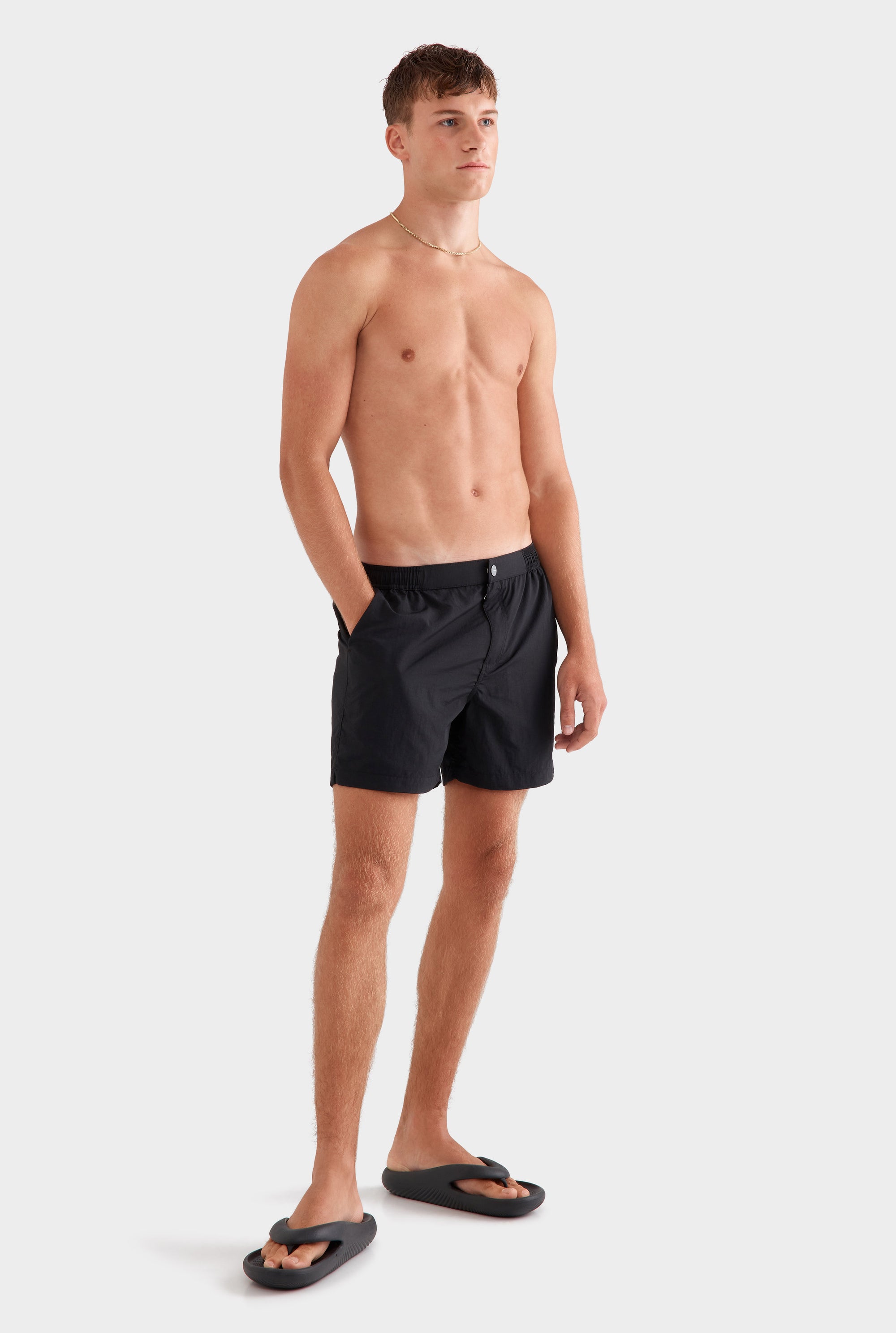 Solid Snaplock Swim Short - Black