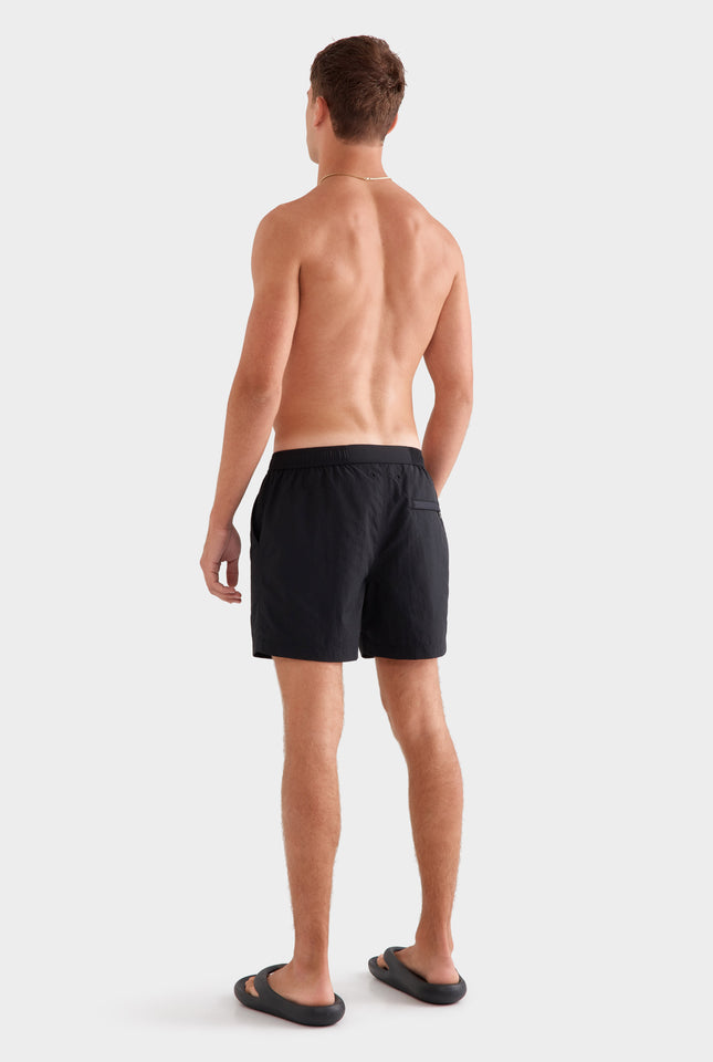 Solid Snaplock Swim Short - Black