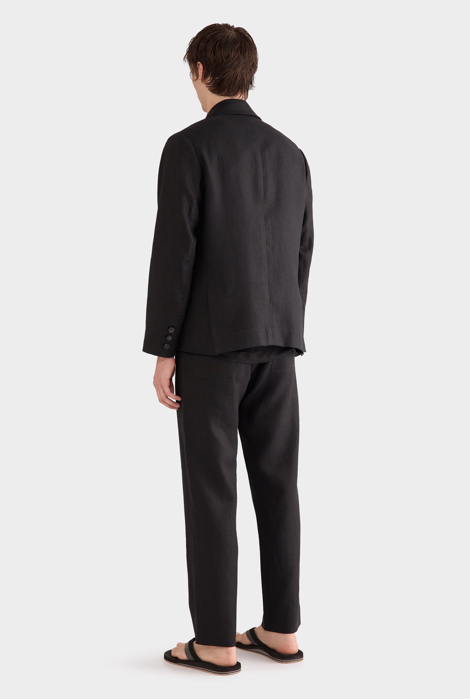 Tailored Linen Blazer - Black