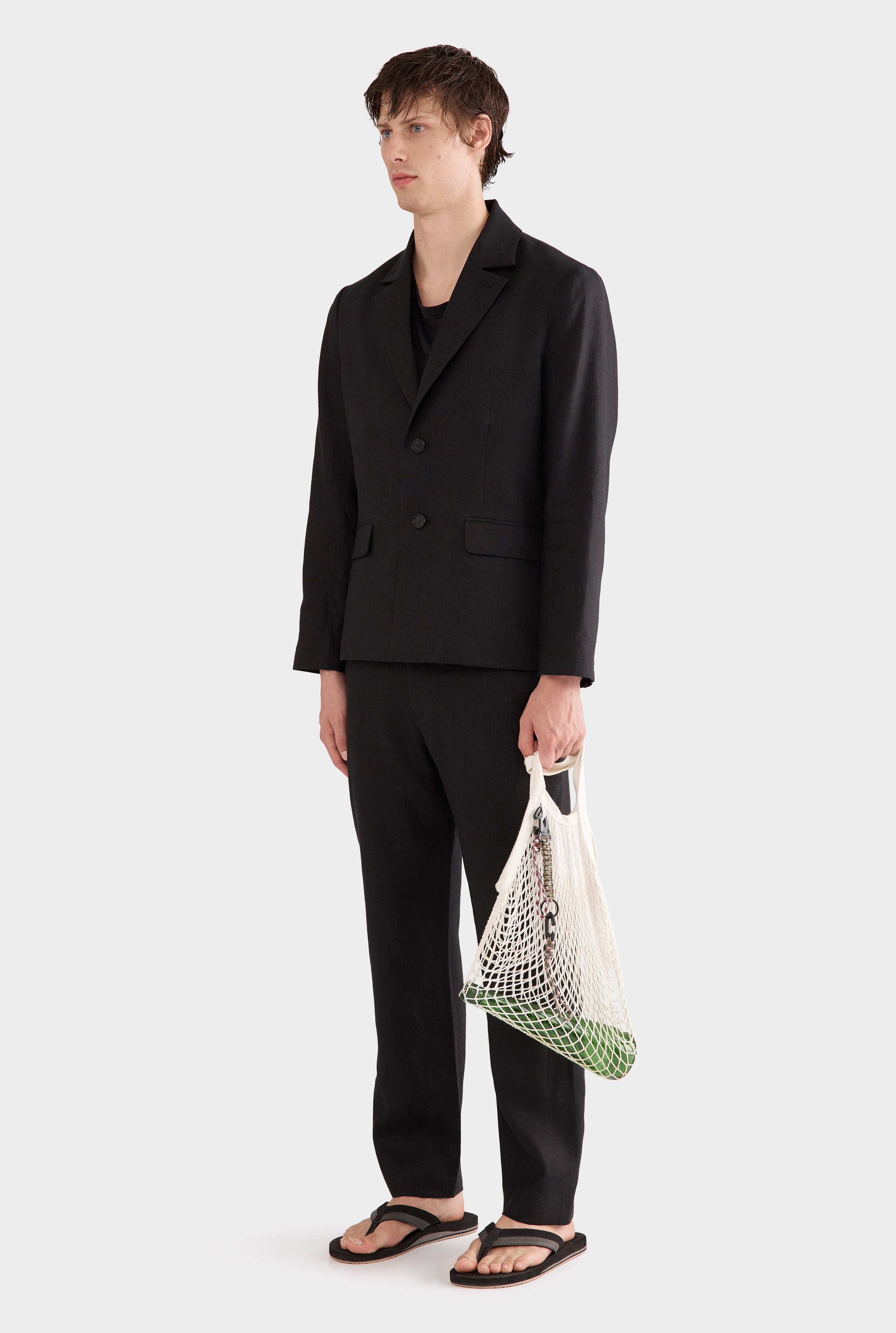 Tailored Linen Blazer - Black