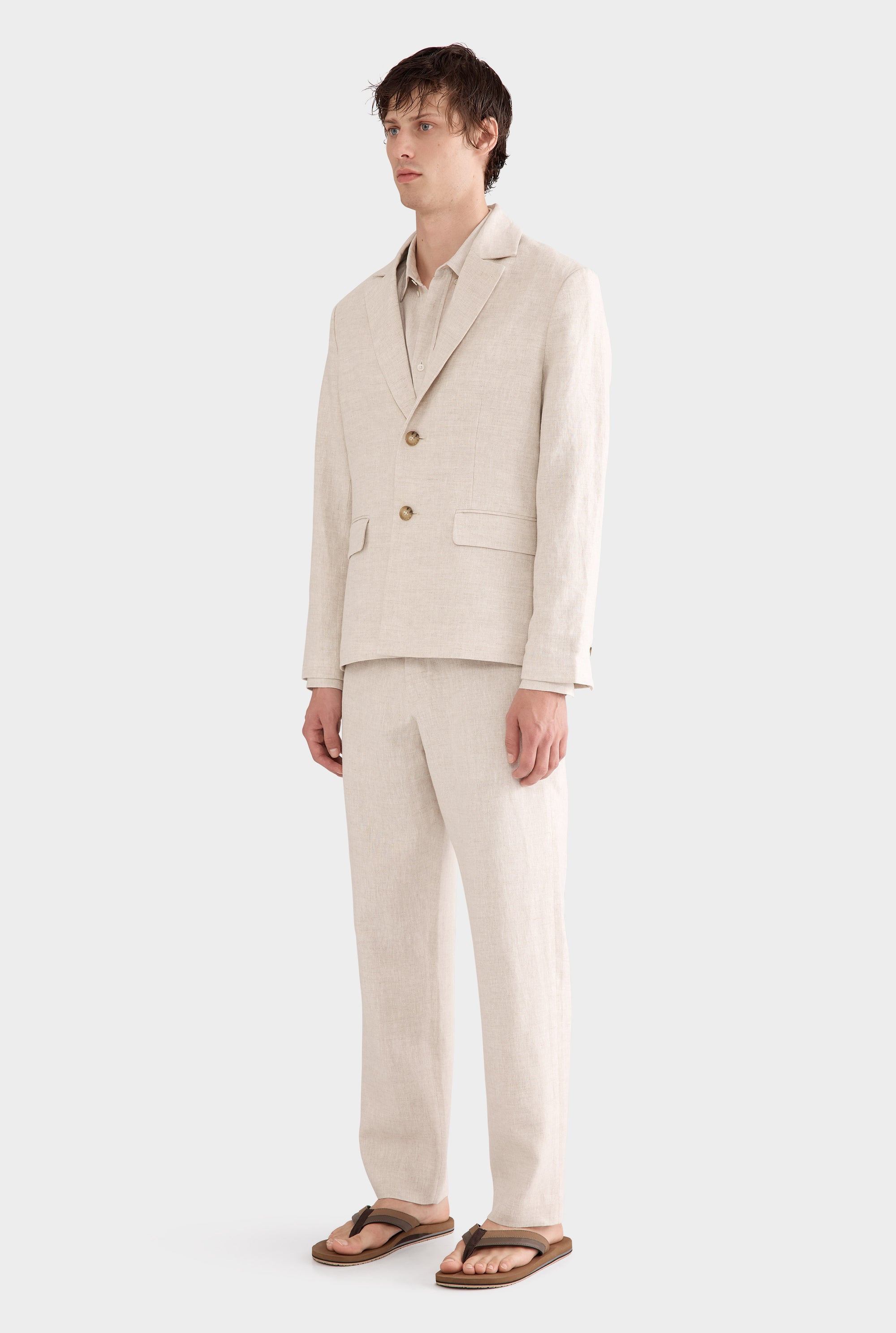 Tailored Linen Blazer - Sand