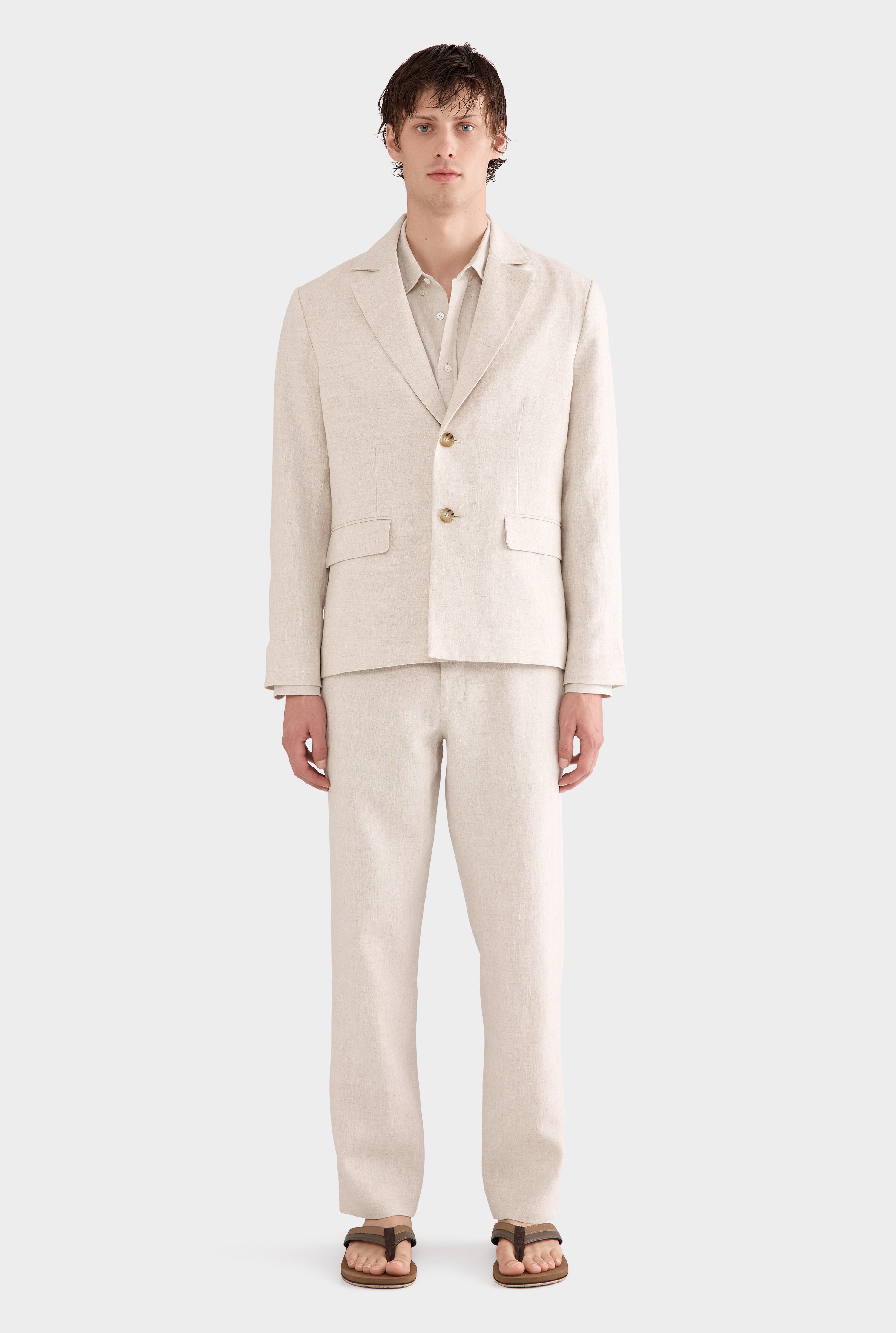 Tailored Linen Blazer - Sand