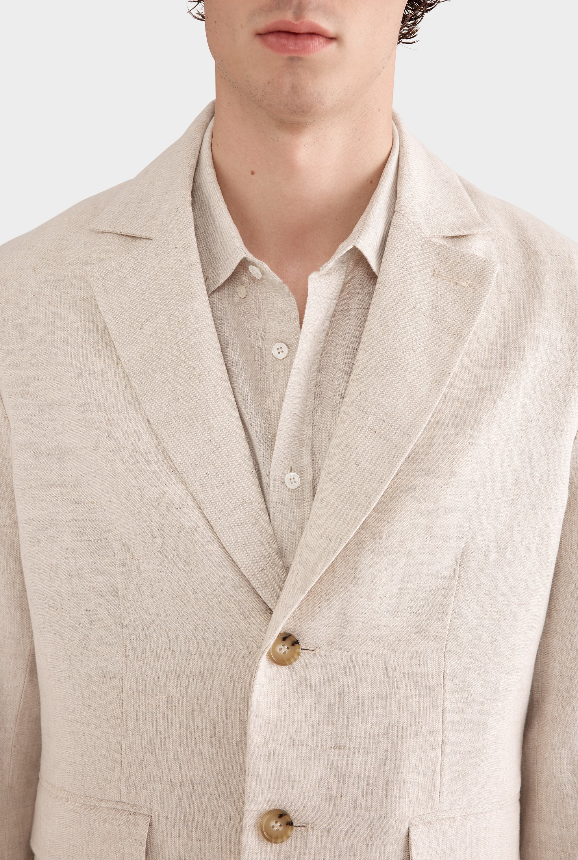 Tailored Linen Blazer - Sand