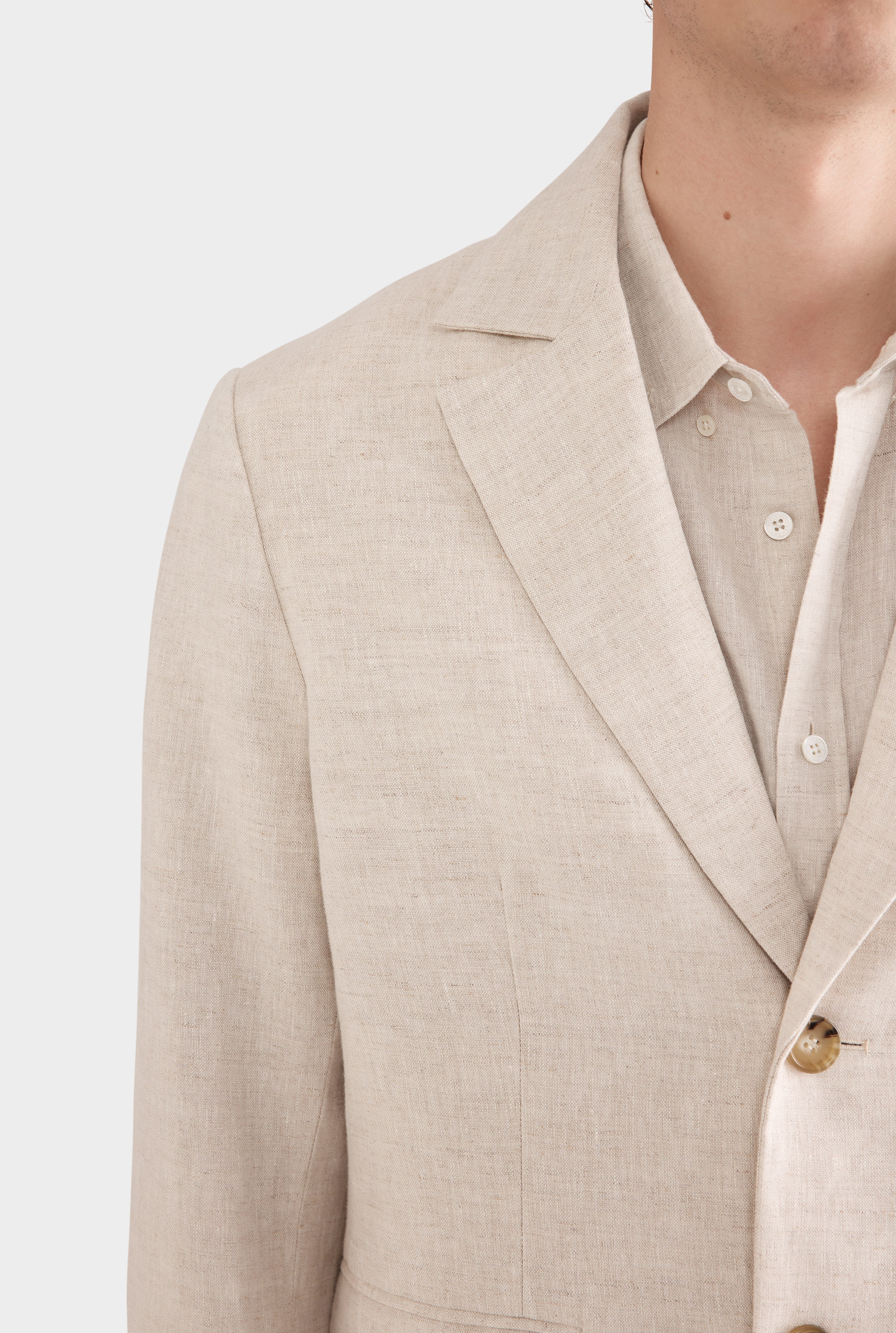 Tailored Linen Blazer - Sand