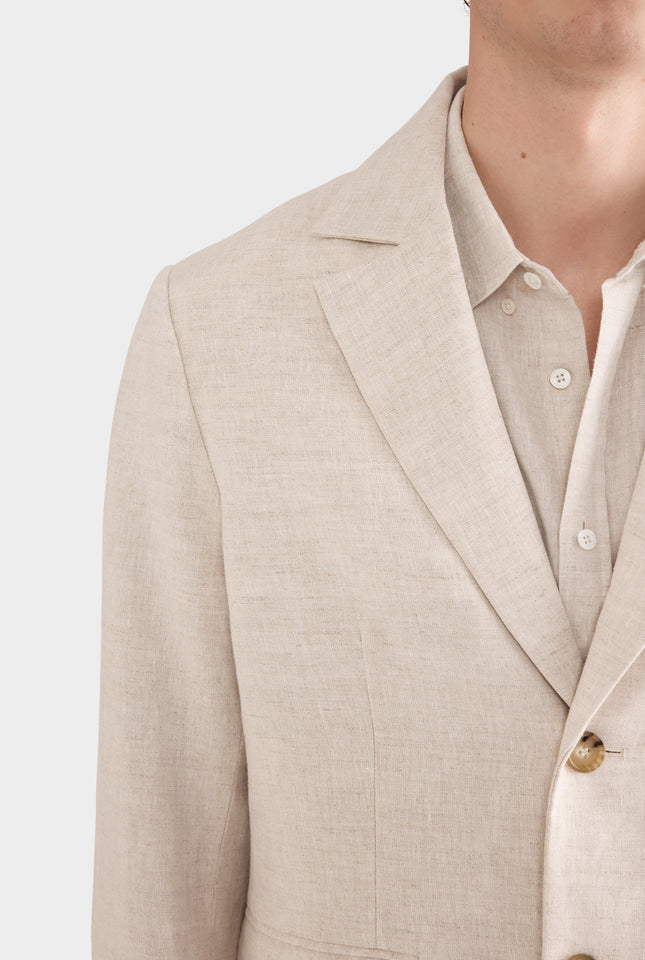 Tailored Linen Blazer - Sand