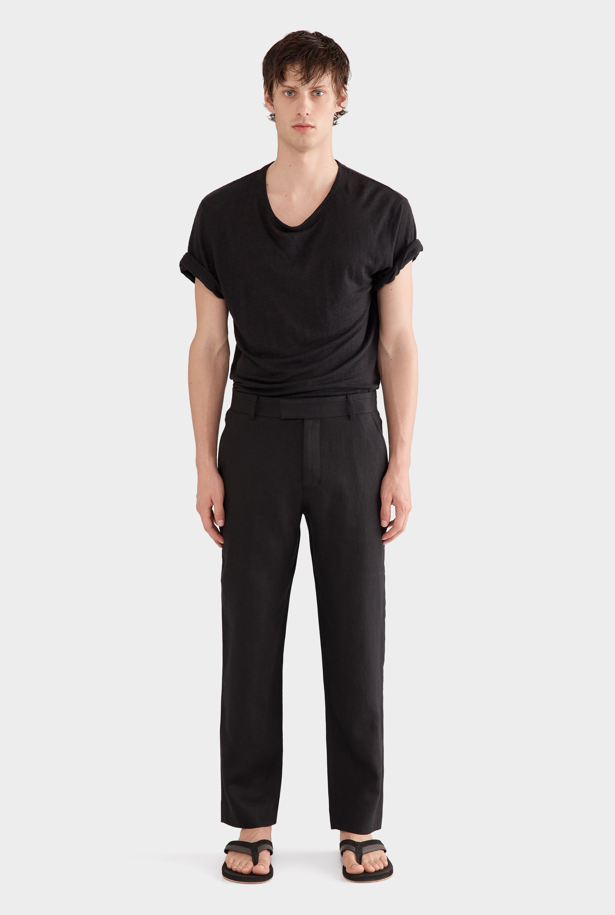 Tailored Linen Trouser - Black