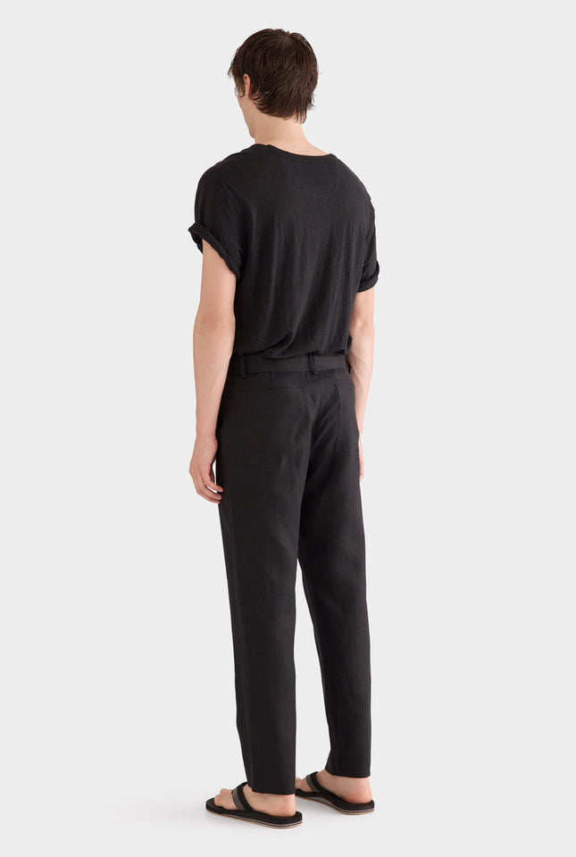 Tailored Linen Trouser - Black