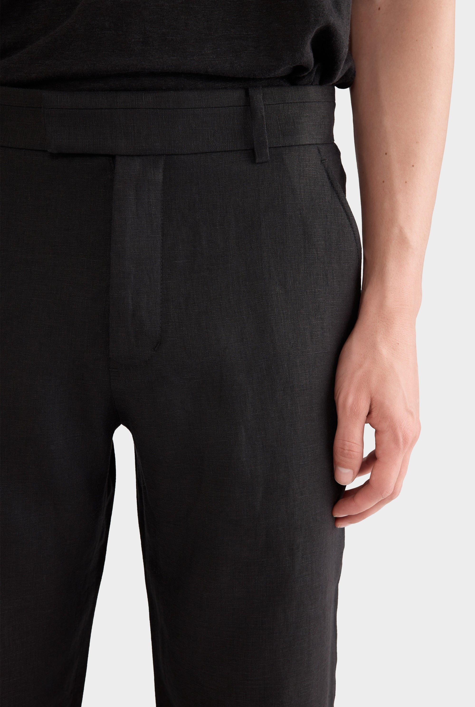 Tailored Linen Trouser - Black