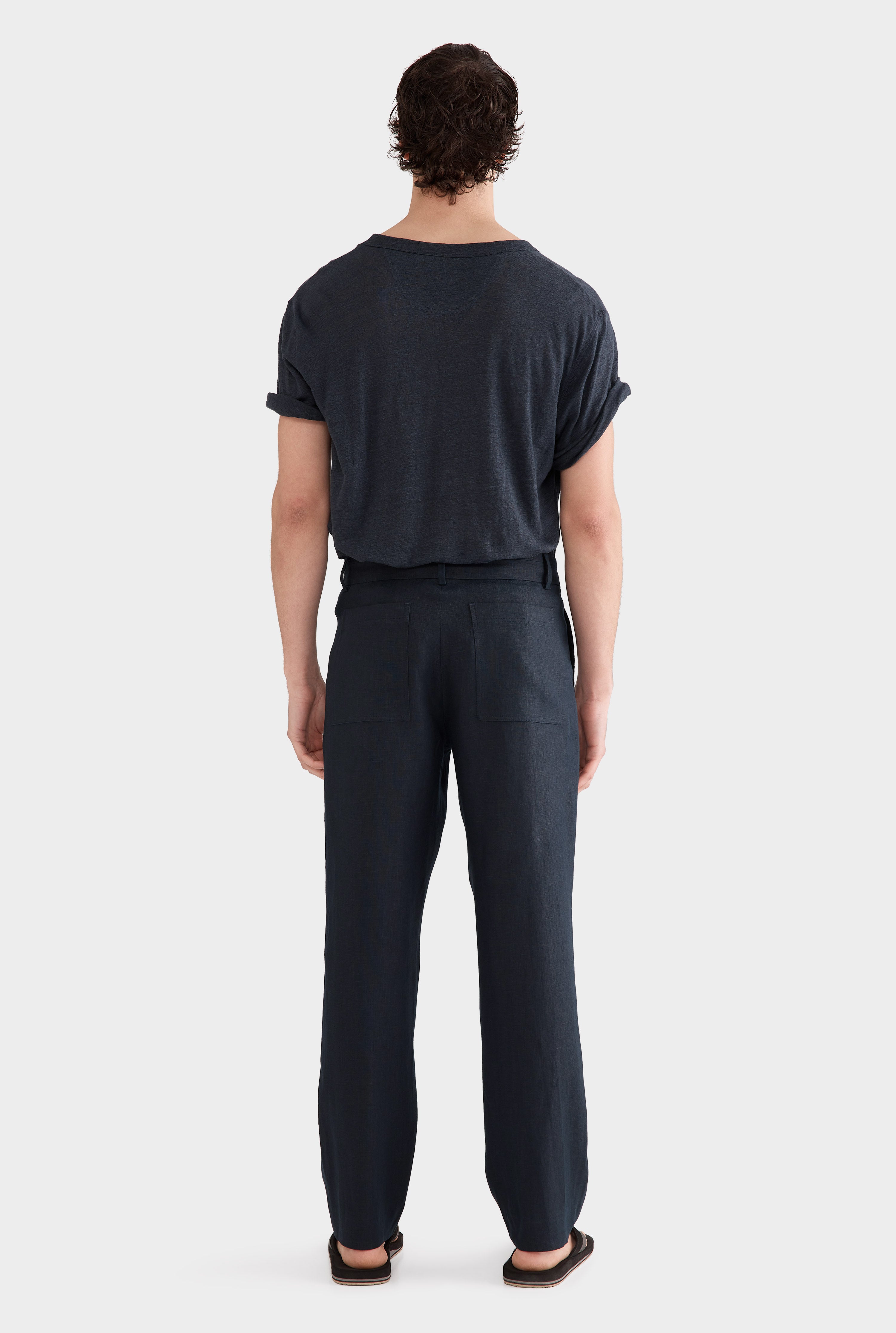 Tailored Linen Trouser - Navy